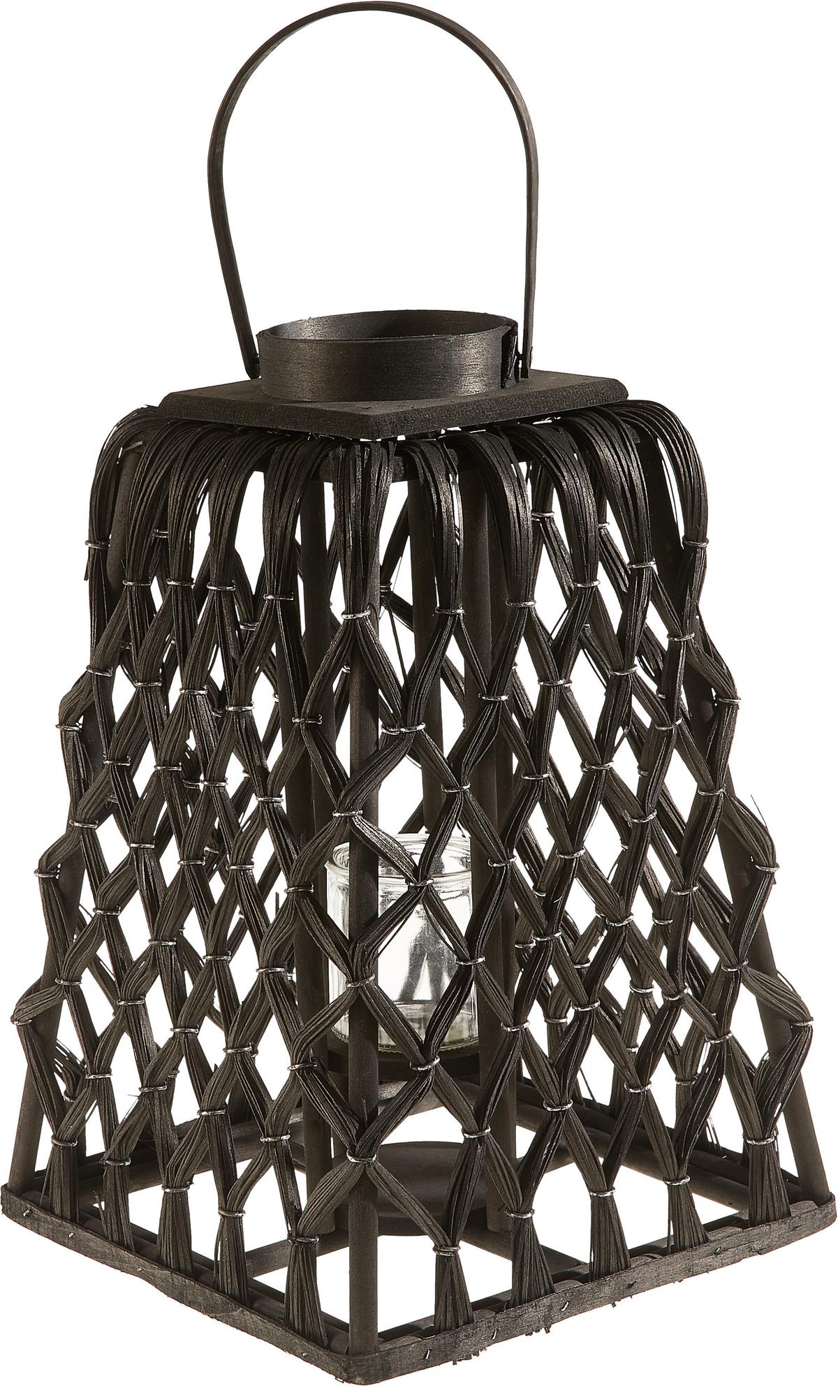 LATARNIA TWINE - czarny, Trend, drewno (40cm)