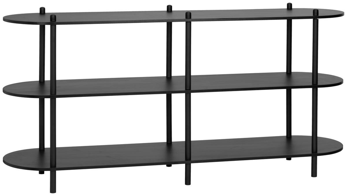 REGAŁ REGINA - czarny, Modern, materiał drewnopochodny/metal (160/70/38cm) - PBJ