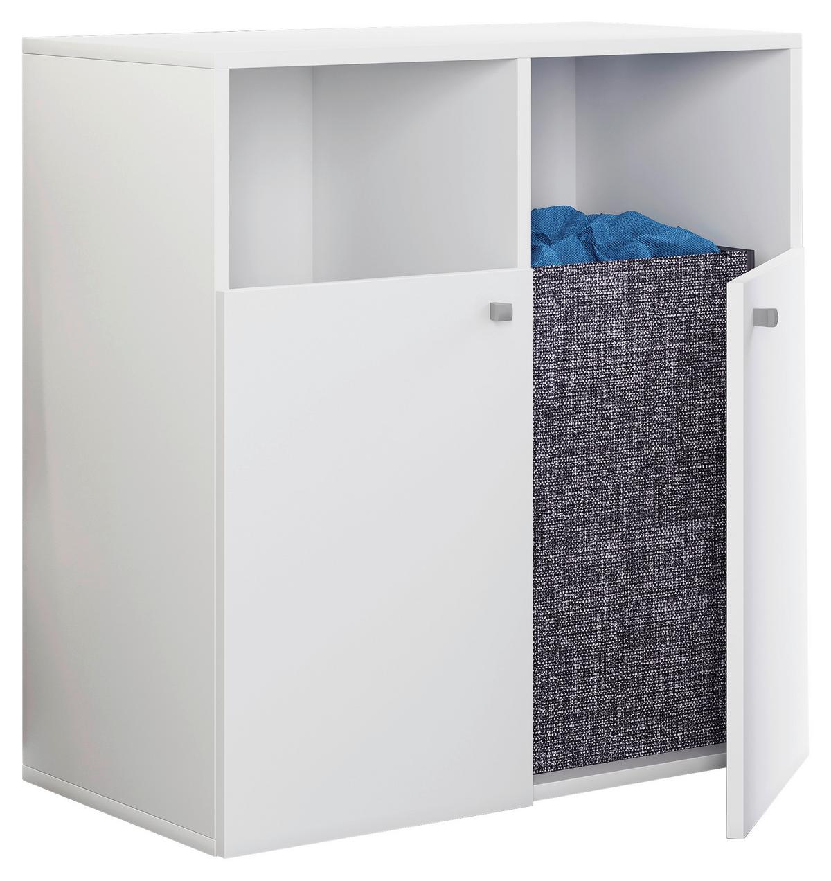 Wäscheschrank KLIDAS L Weiß ca. 80x74x39 cm - Weiß/Grau, MODERN, Holzwerkstoff/Kunststoff (80/74/39cm) - MID.YOU