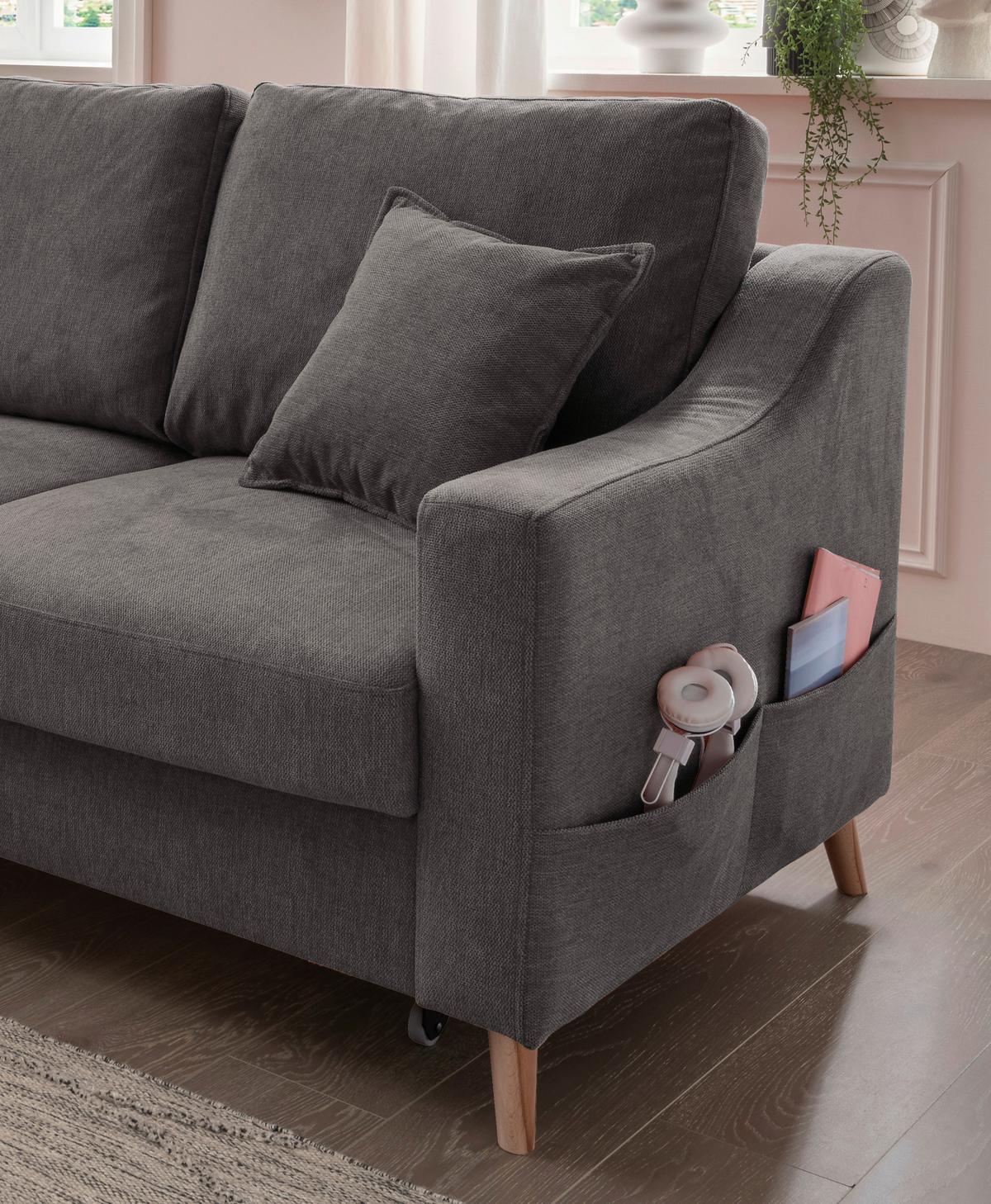 Wohnlandschaft Valentina Anthrazit Struktur - Anthrazit/Naturfarben, KONVENTIONELL, Holz/Textil (150/228cm) - P & B