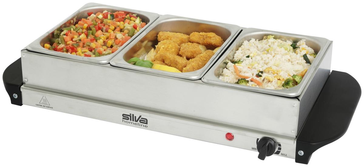 PODGRZEWACZ BUFETOWY BEMAR - kolor stalowy/czarny, Trend, tworzywo sztuczne/metal (54,7/14/26,3cm) - Silva Schneider