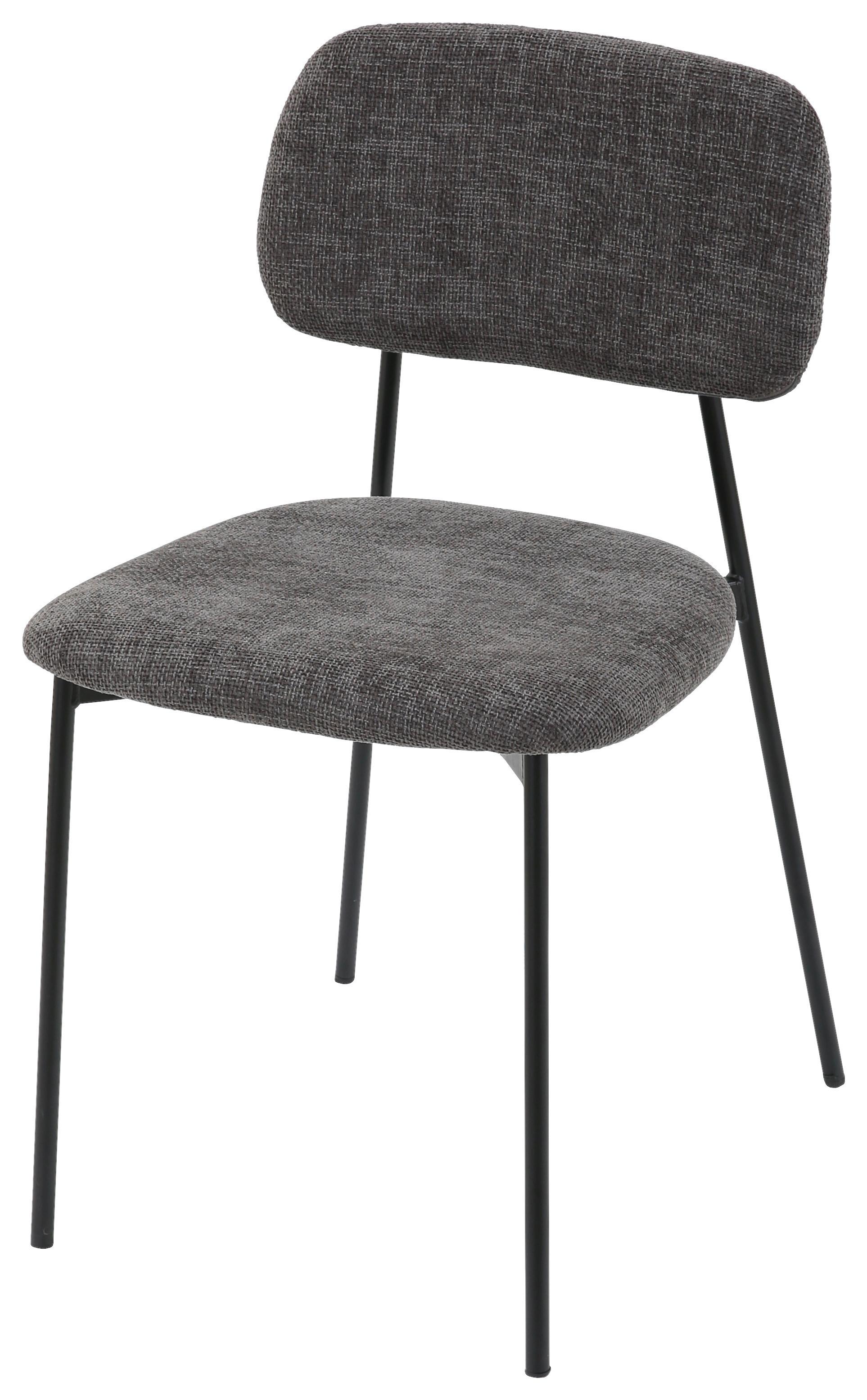 STOL LARA - grå/svart, Modern, metall/textil (44/78,5/49cm) - Mömax