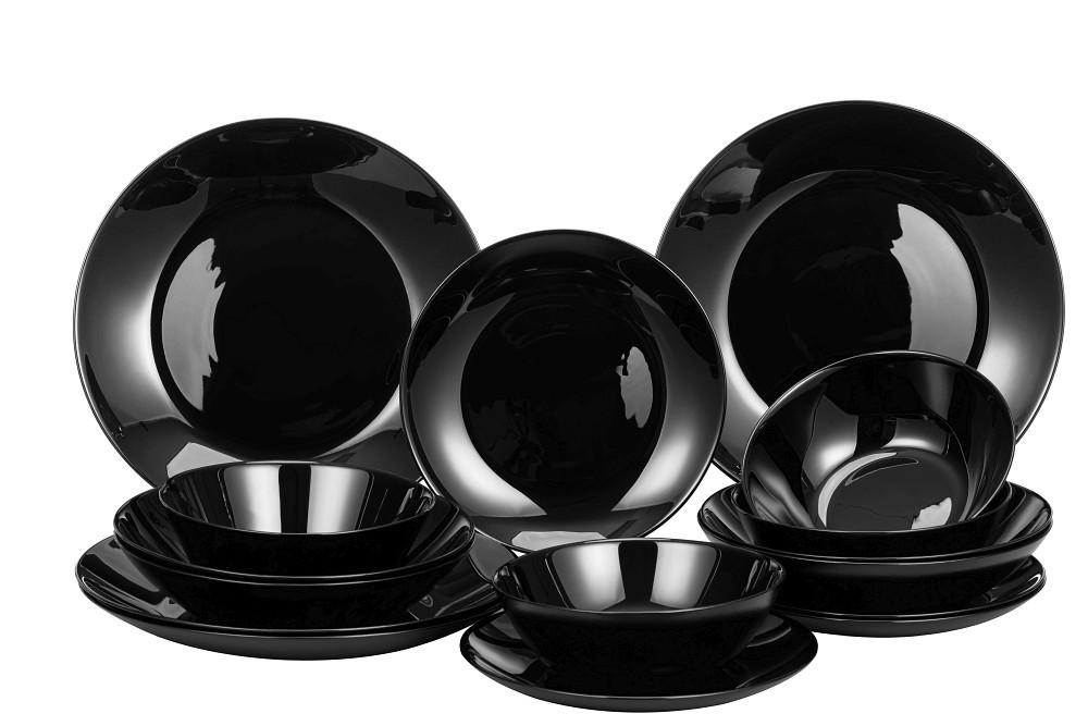 ZASTAWA STOŁOWA VETRO ROTONDO NERO - czarny, Basics, szkło - Boxxx