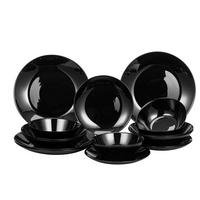 ZASTAWA STOŁOWA VETRO ROTONDO NERO - czarny, Basics, szkło - Boxxx