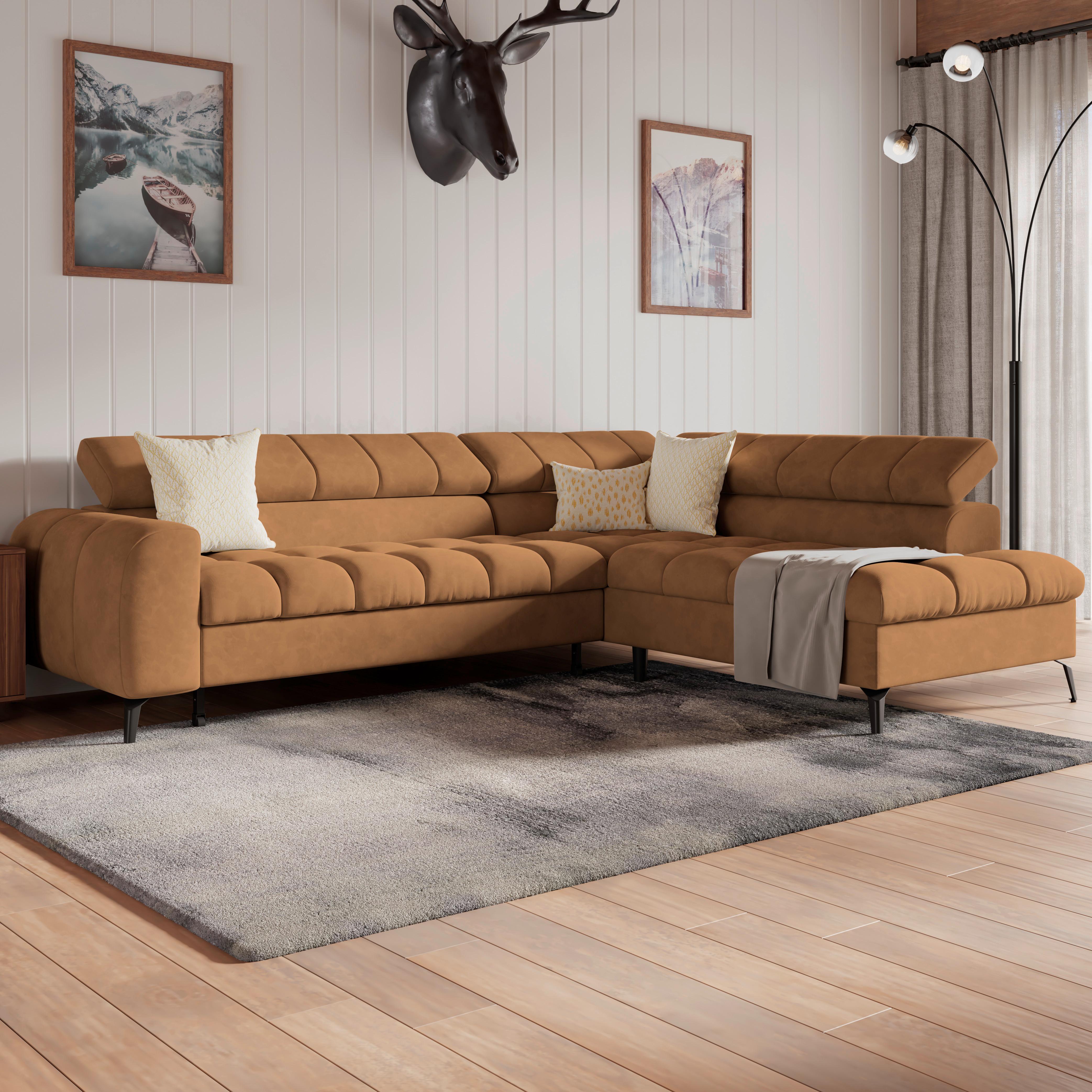 Kutna Garnitura Volf - smeđa/crna, Trend, tekstil/metal (261/203cm)