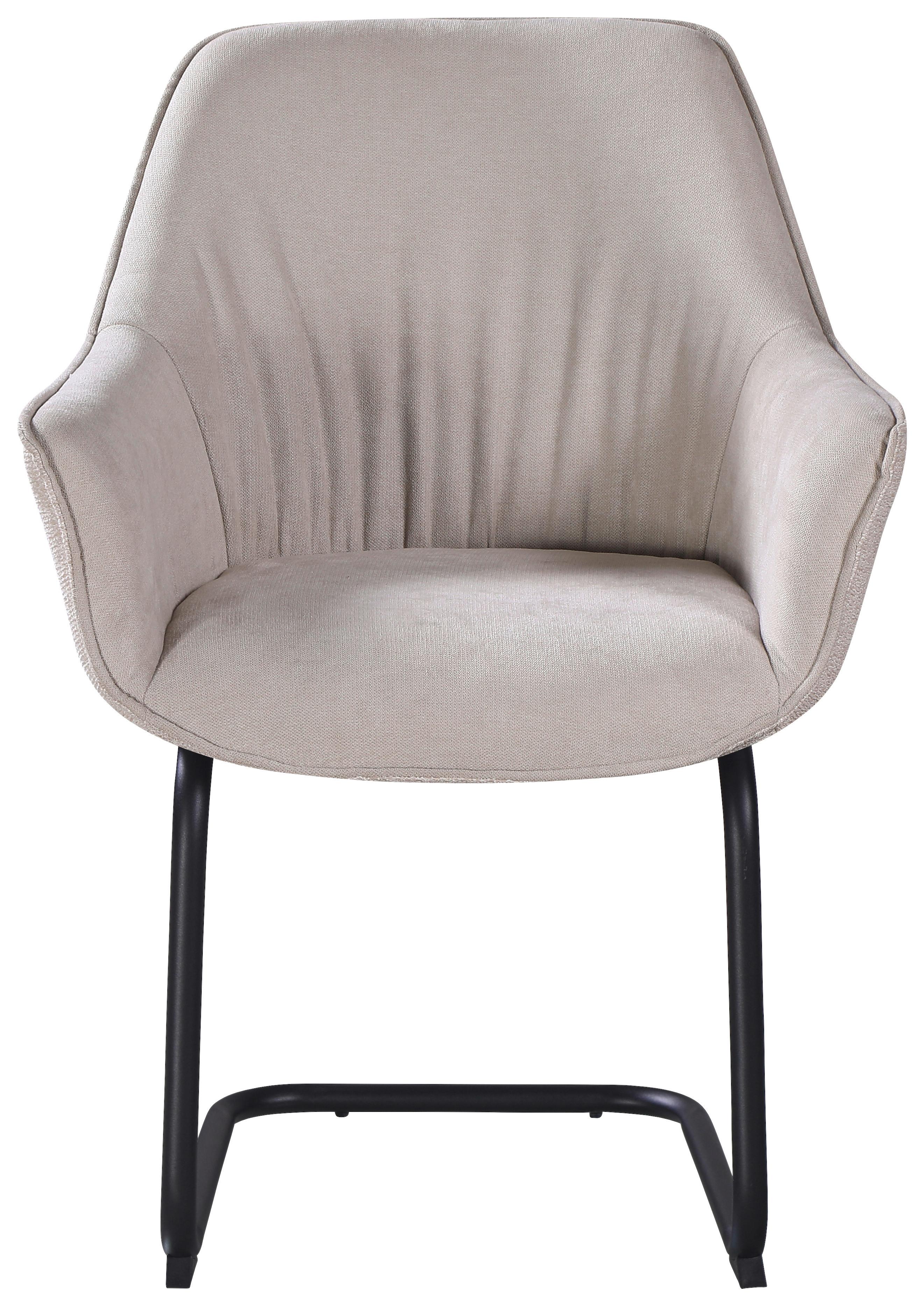 STOL MED ARMSTÖD NOVA - beige/svart, Modern, metall/textil (64/87/60cm) - Mömax