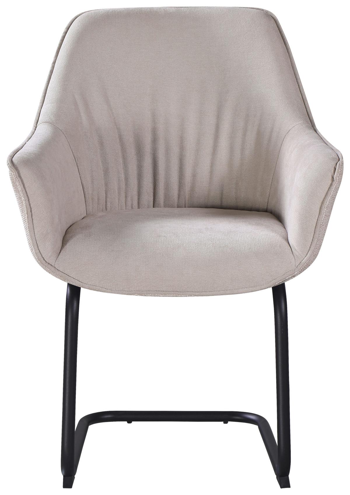 Armlehnstuhl Nova Beige - Beige/Schwarz, MODERN, Textil/Metall (64/87/60cm) - Premium Living