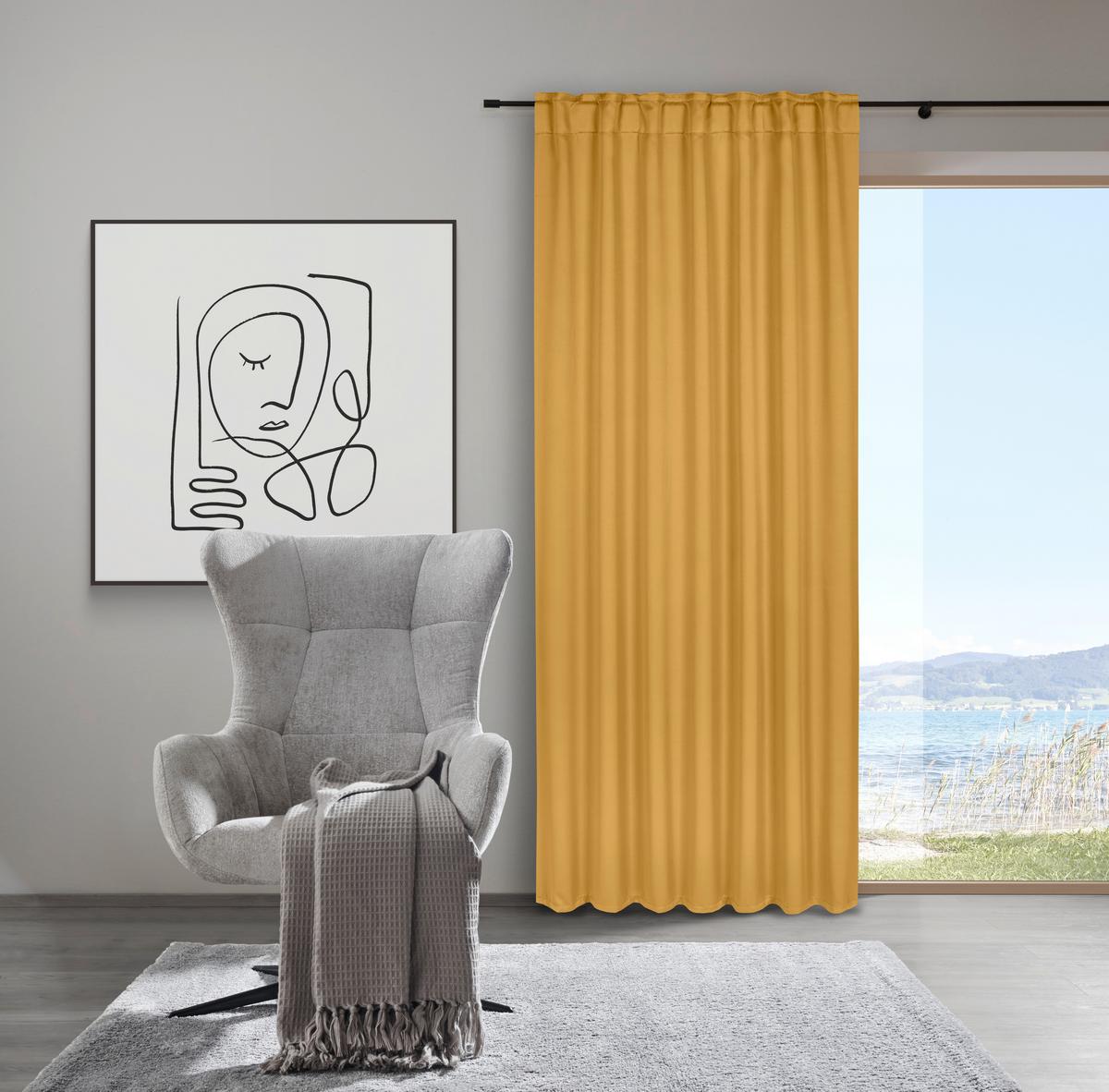 Verdunkelungsvorhang Riccardo In Gelb Ca. 140x245cm - Gelb, Modern, Textil (140/245cm) - Premium Living