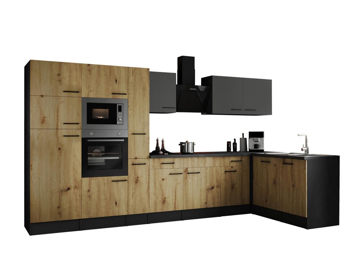 Kotna Kuhinja Z Aparati Oliver, 370x172cm - siva/črna, Design, kovina/leseni material (370/172cm) - Respekta