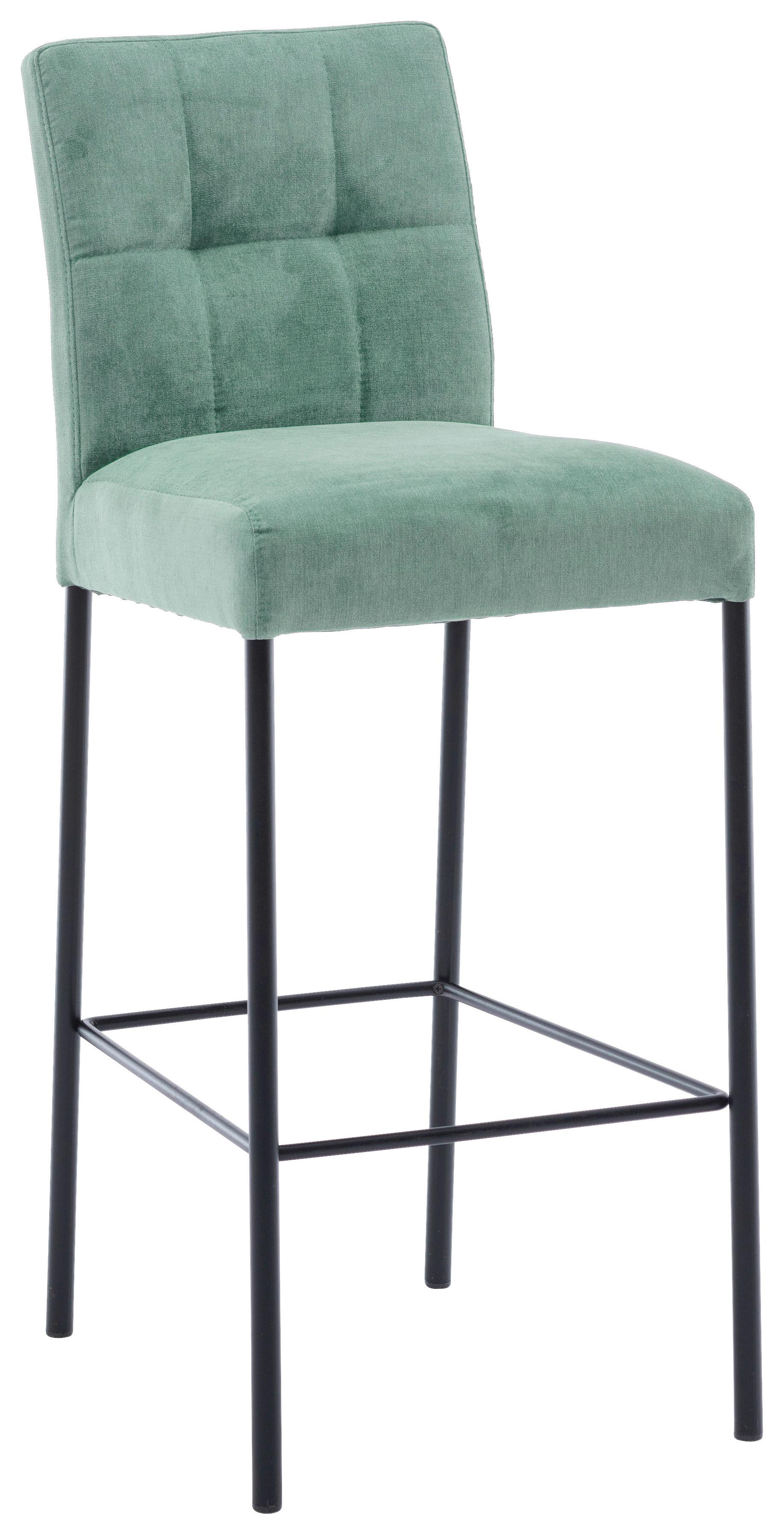 STOŁEK BAROWY NANDA - czarny/miętowy, Design, metal/tkanina (46/91/61cm) - Xora