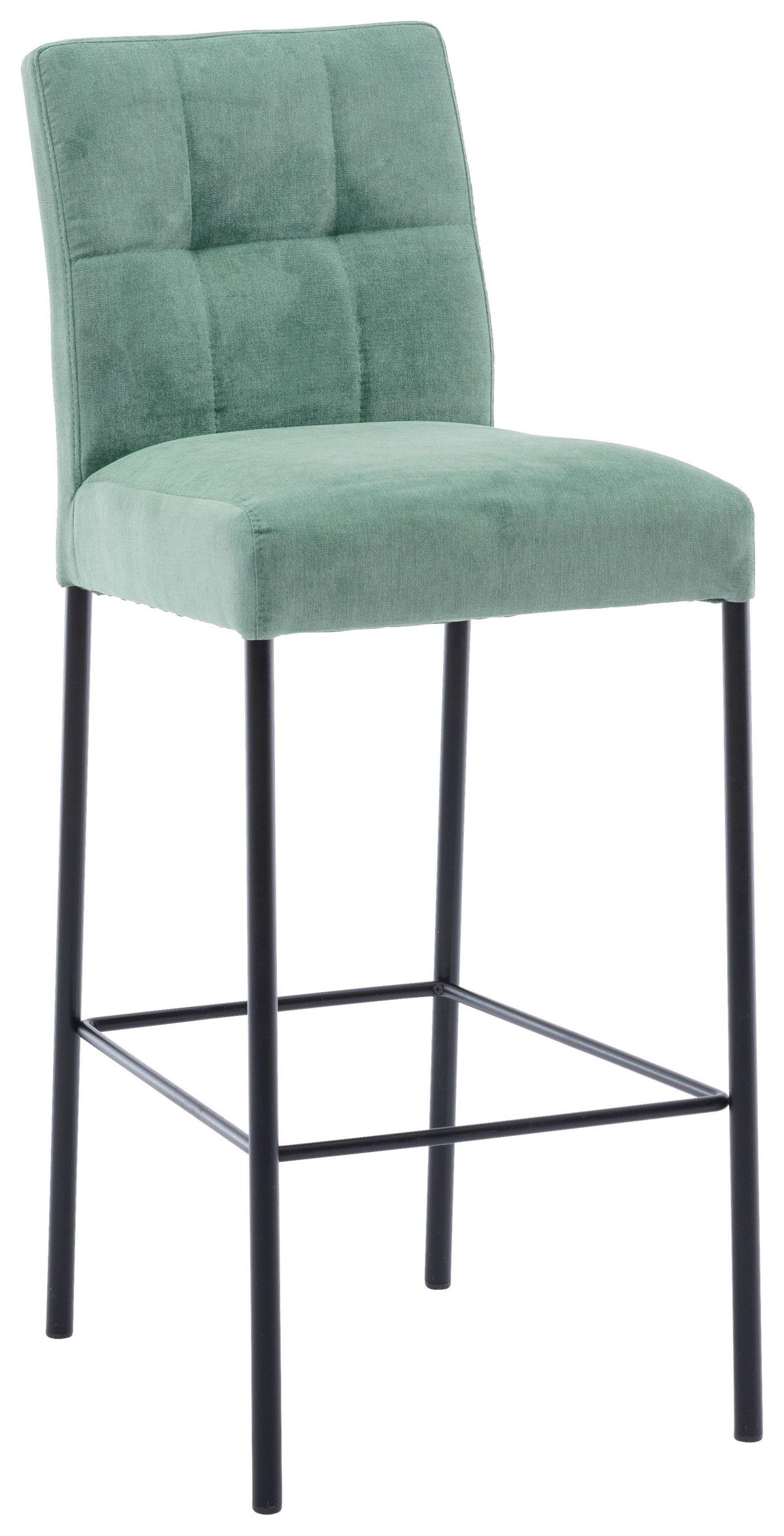 STOŁEK BAROWY NANDA - czarny/miętowy, Design, metal/tkanina (46/91/61cm) - Xora