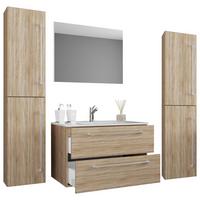 Kopalnica Badinos, Hrast - siva/bela, Moderno, kovina/leseni material (127cm) - MID.YOU