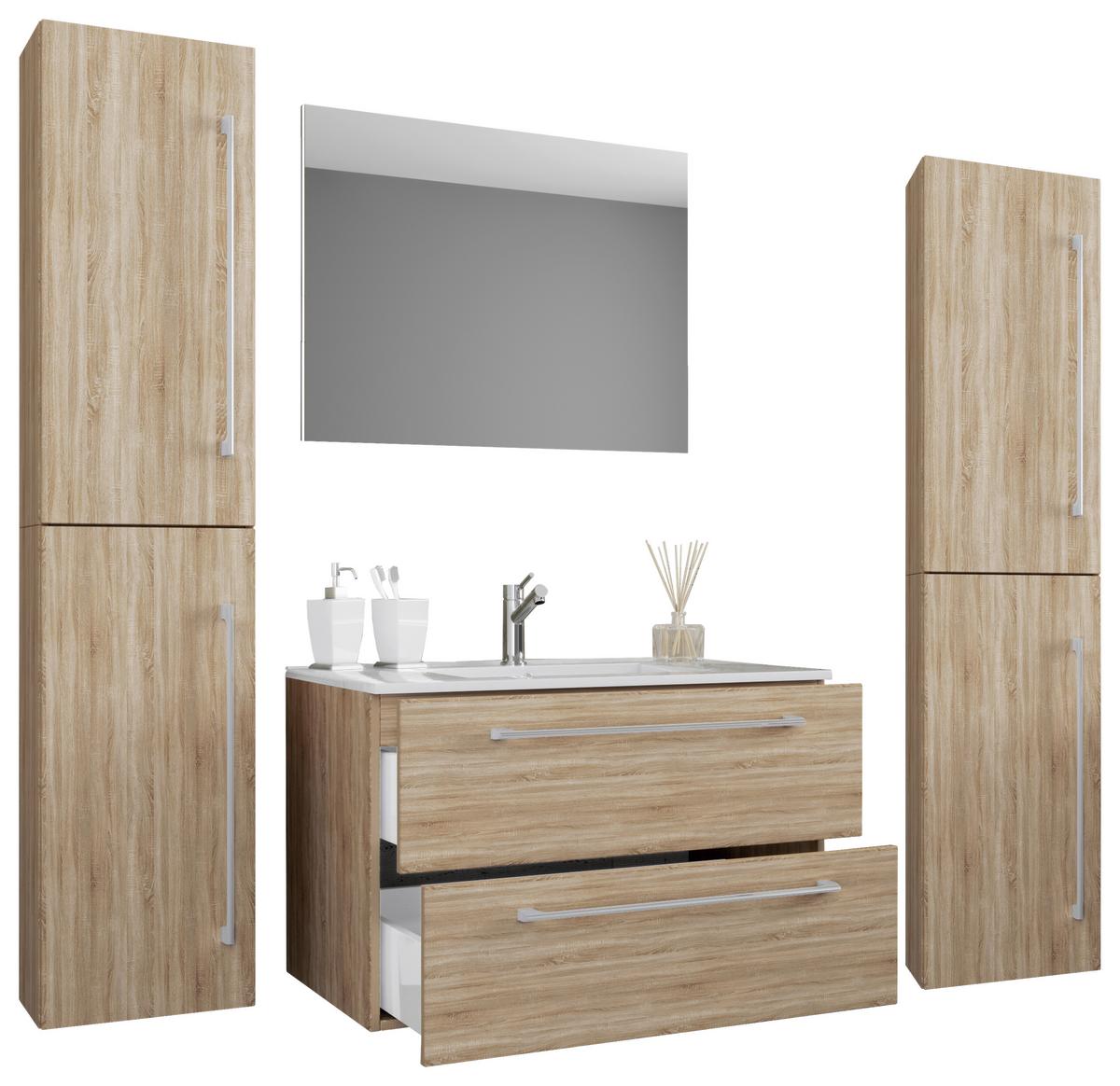 Kopalnica Badinos, Hrast - siva/bela, Moderno, kovina/leseni material (127cm) - MID.YOU