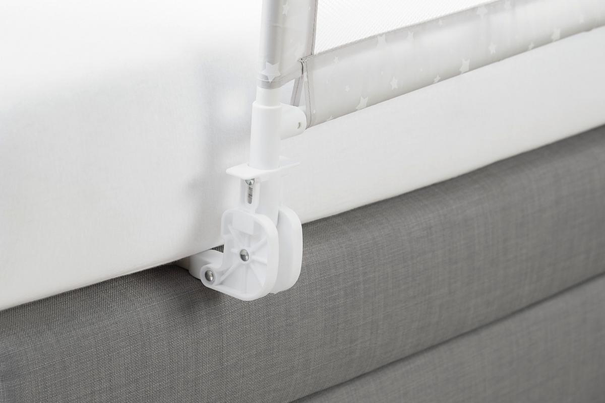 BRAMKA CHRONNA DO ŁÓŻECZKA BASIC - biały/szary, Basics, metal/tkanina (135/60cm) - My Baby Lou