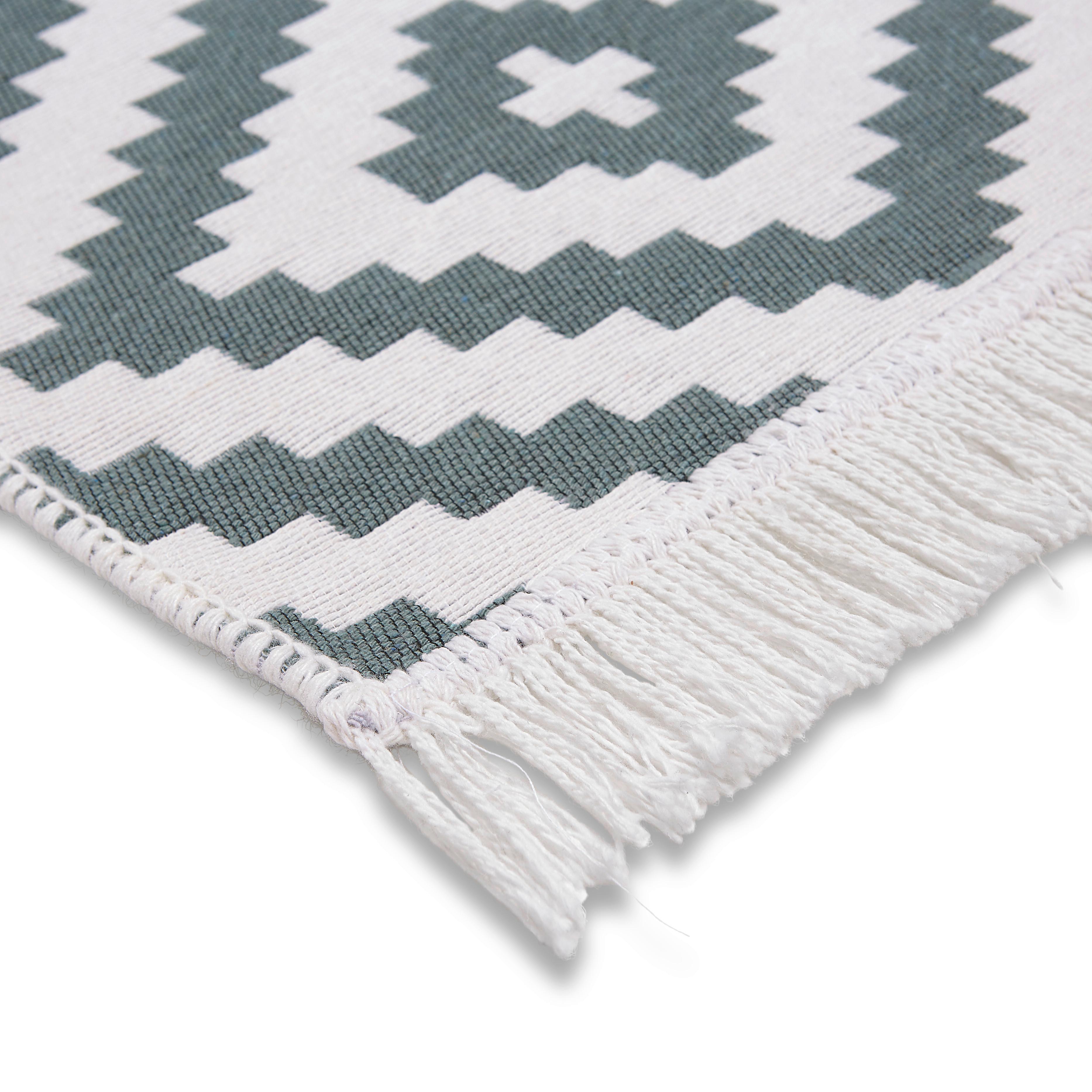 HANDVÄVD MATTA INAYA 1 - vit/grön, Modern, textil (80/150cm) - Mömax