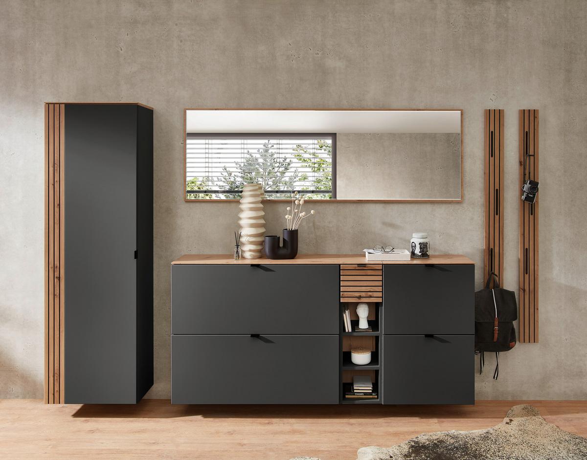 SZAFKA UCHYLNA NA BUTY DIANA - czarny/kolor grafitowy, Modern, materiał drewnopochodny/metal (100/84/37cm) - Voleo