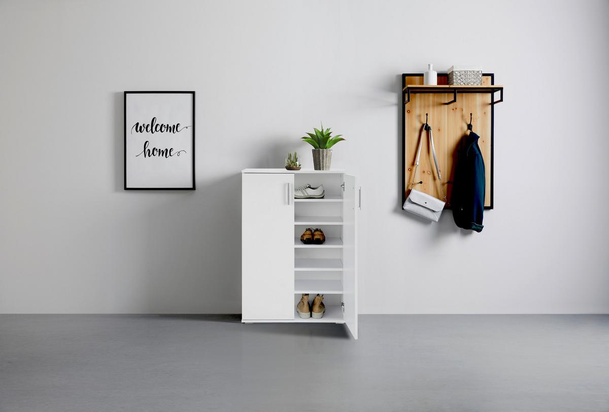 Schuhschrank in Weiss - Weiss/Alufarben, Modern, Holzwerkstoff/Kunststoff (70/106/34cm) - Mömax