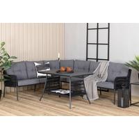 Dining-Loungeset Berlin ca. 173x196 cm Schwarz - Schwarz, KONVENTIONELL, Metall (173/196cm) - Gardenson