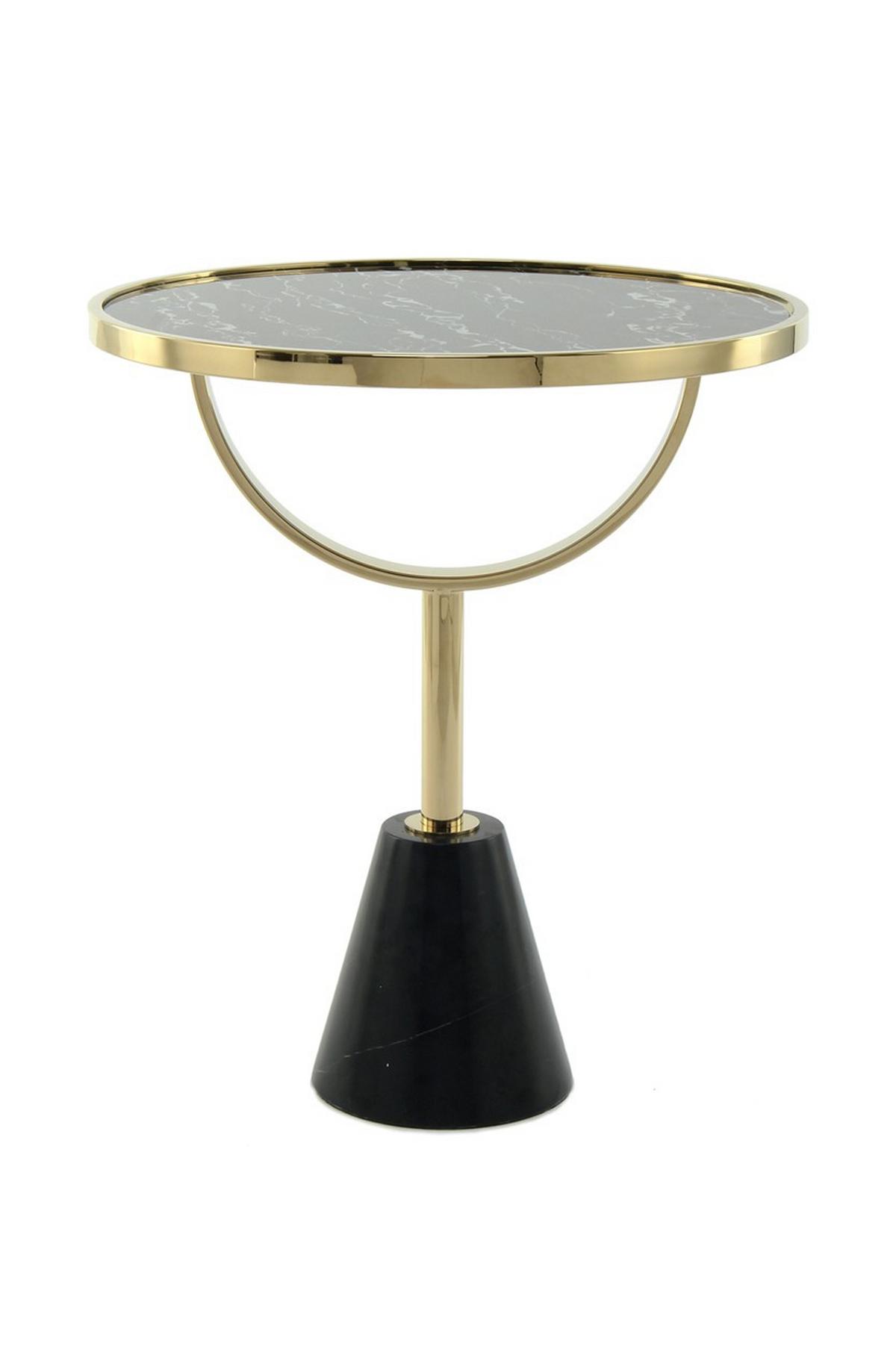 Beistelltisch Beistelltisch Oscar 100schwarz - Goldfarben/Schwarz, Design, Glas/Stein (46/54/46cm) - Kayoom
