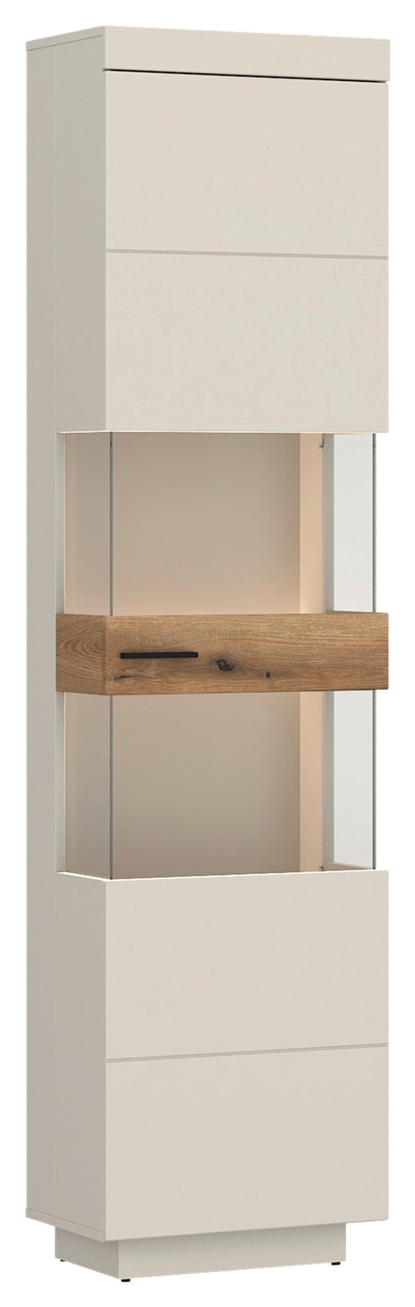 Vitrină LIGHTNING - cașmir/culoare lemn stejar, Modern, sticlă/material pe bază de lemn (50/201/34,6cm) - Modern Living