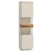 Vitrină LIGHTNING - cașmir/culoare lemn stejar, Modern, sticlă/material pe bază de lemn (50/201/34,6cm) - Modern Living