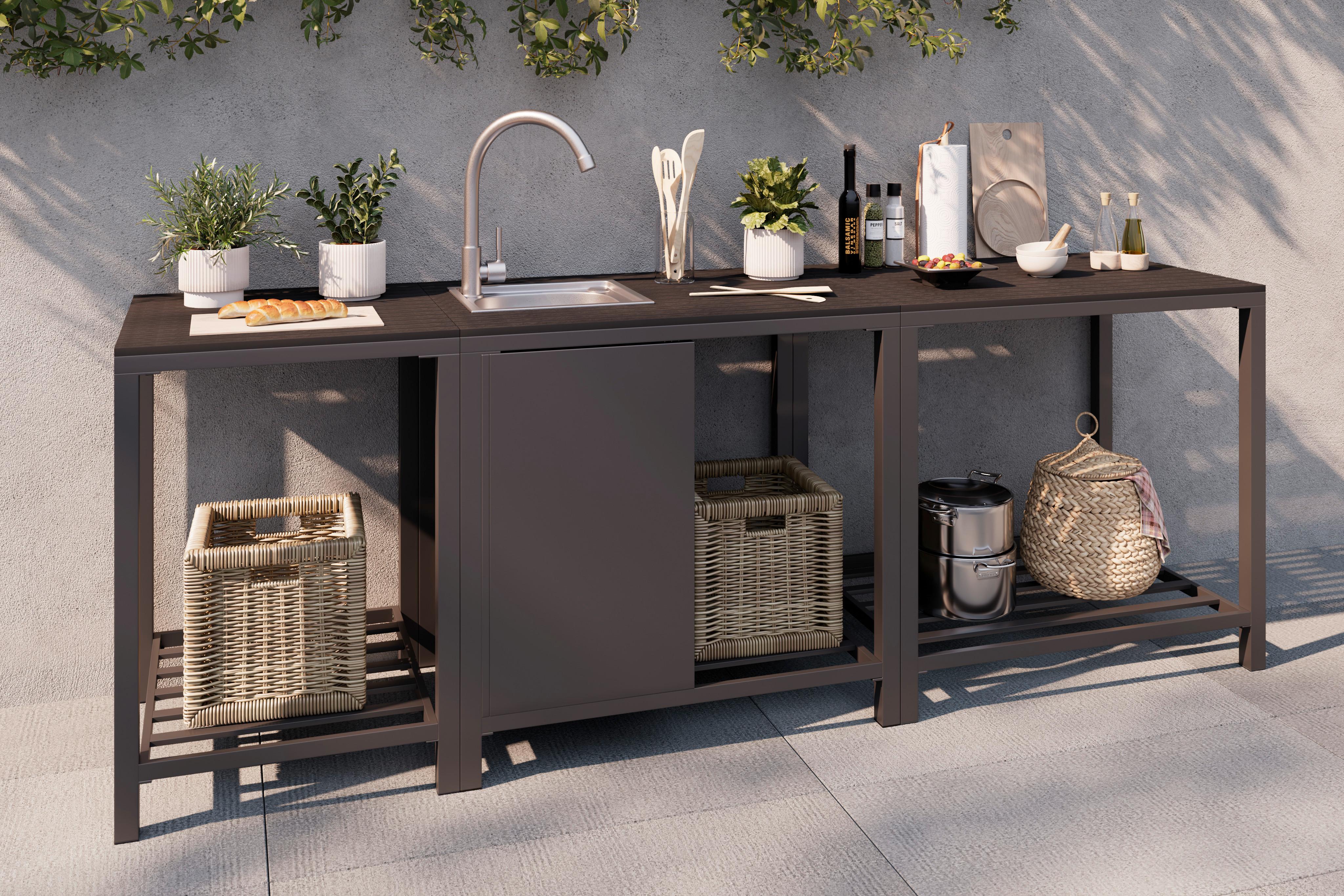 KUCHNIA ZEWNĘTRZNA MILAN - antracytowy, Modern, tworzywo sztuczne/metal (60/84/61,5cm) - Ambia Garden