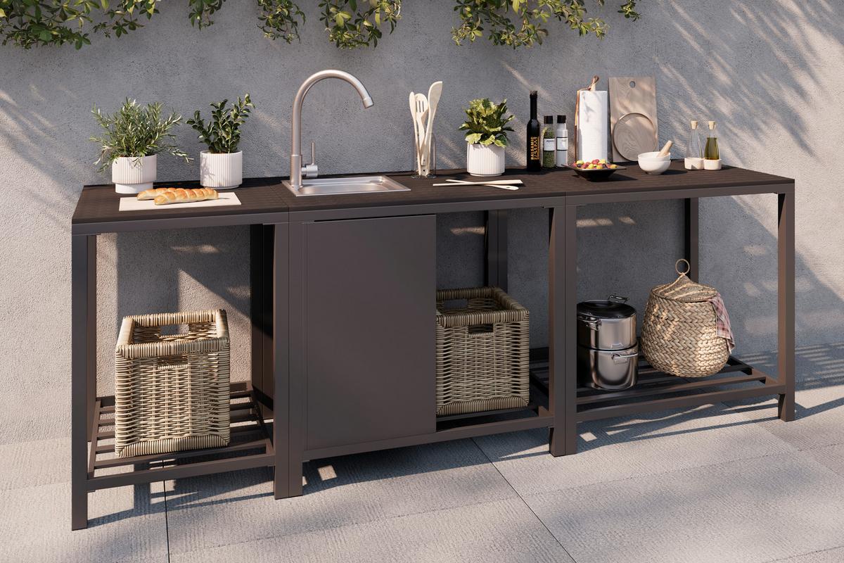 KUCHNIA ZEWNĘTRZNA MILAN - antracytowy, Modern, tworzywo sztuczne/metal (60/84/61,5cm) - Ambia Garden