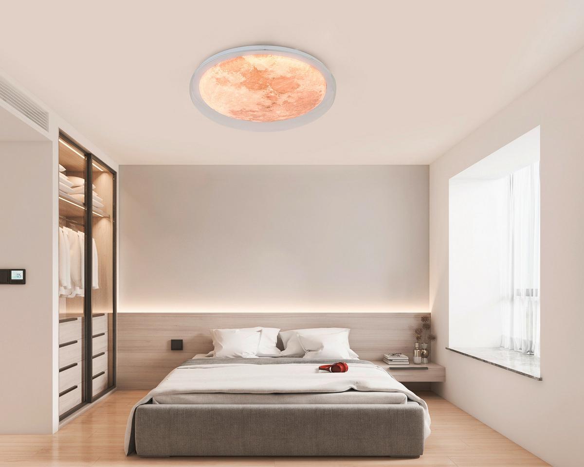 LAMPA SUFITOWA LED DERBY *SBN* - kolor srebrny/biały, Trend, tworzywo sztuczne/metal (40/8cm) - Novel