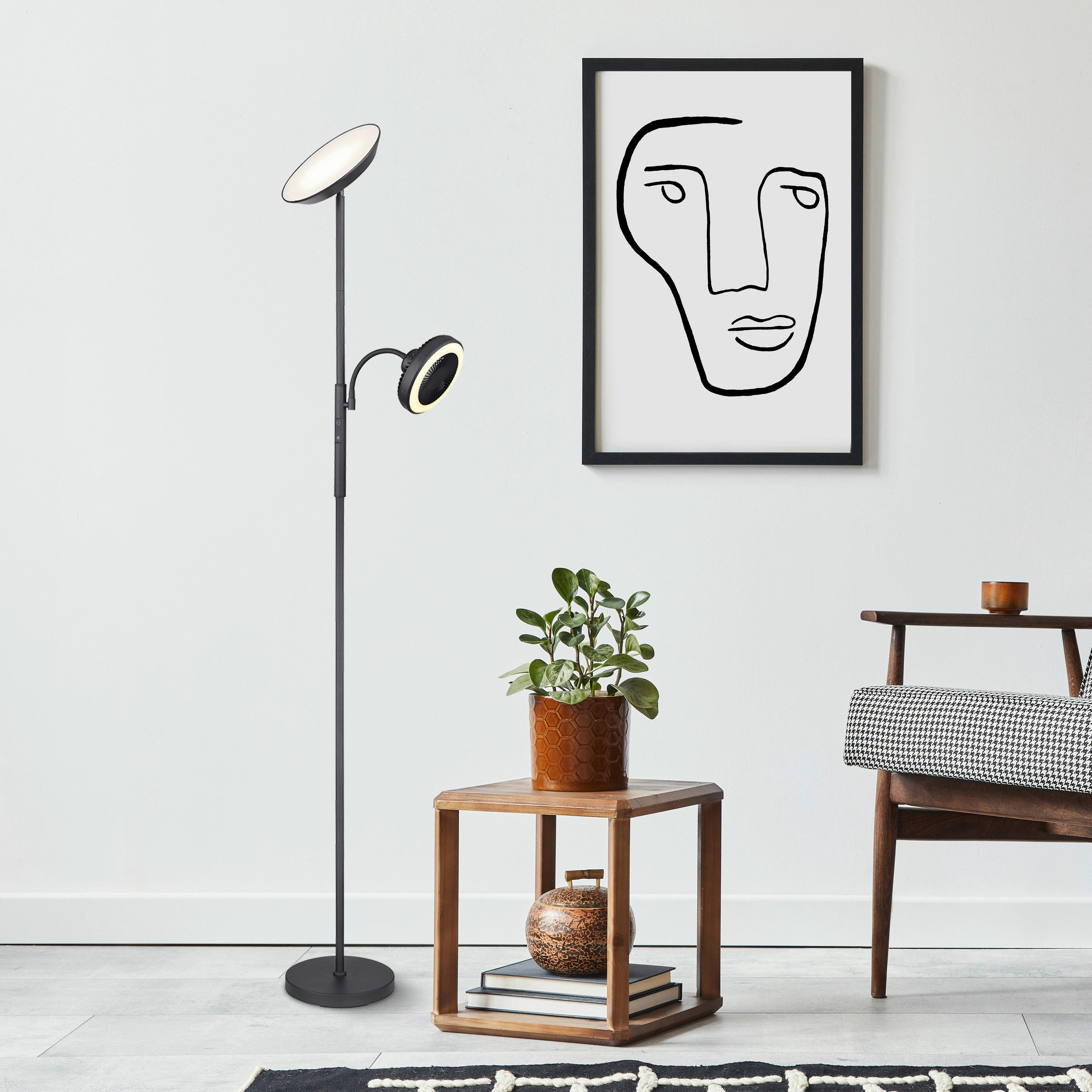 LED-Stehleuchte Davyd Opal/Schwar max. 20 Watt - Opal/Schwarz, KONVENTIONELL, Kunststoff/Metall (33,7/25/178cm) - Globo