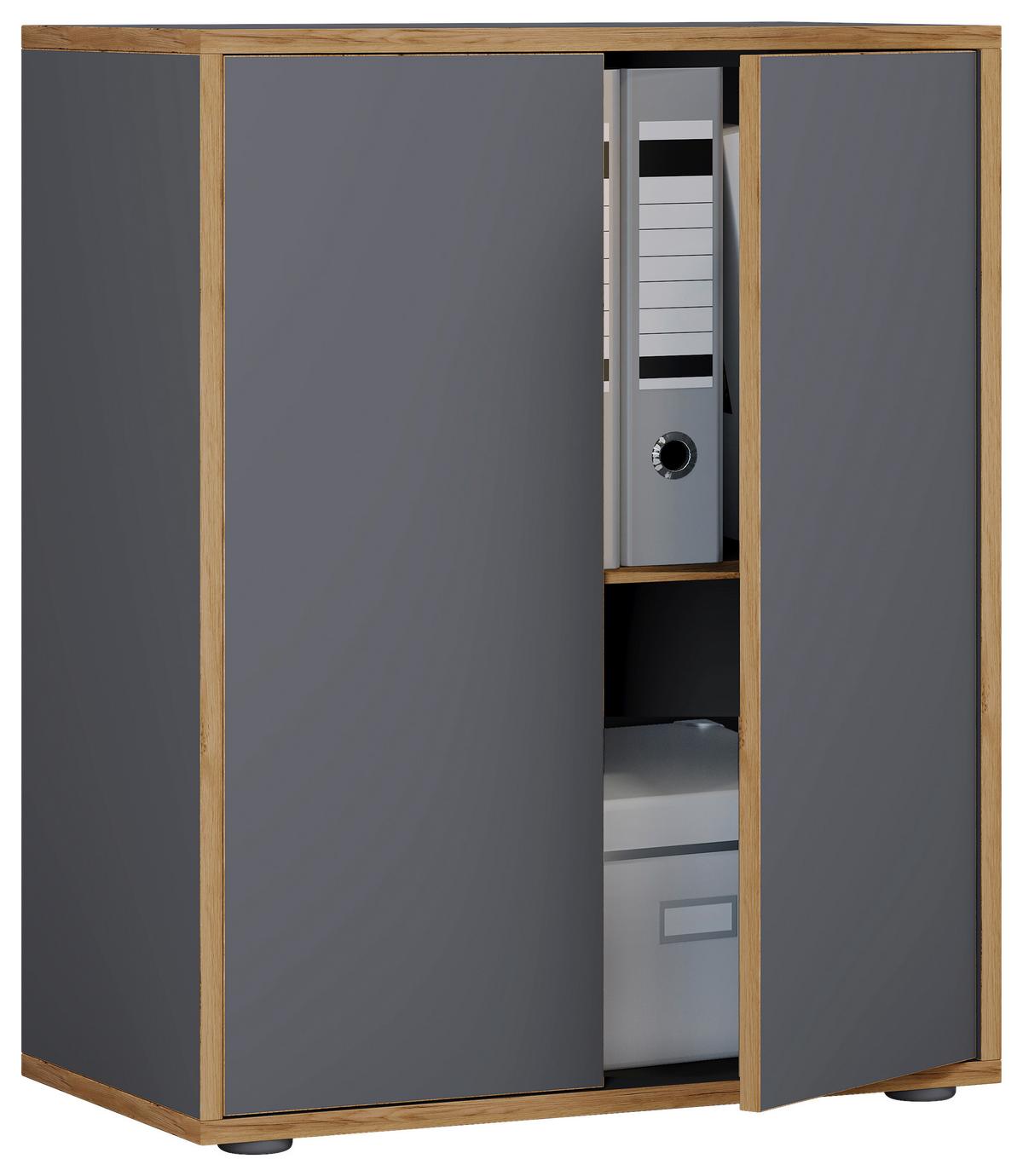 AKTENSCHRANK SALIA B60 - Honigeiche/Anthrazit, Design, Holzwerkstoff (60/74/33cm) - MID.YOU
