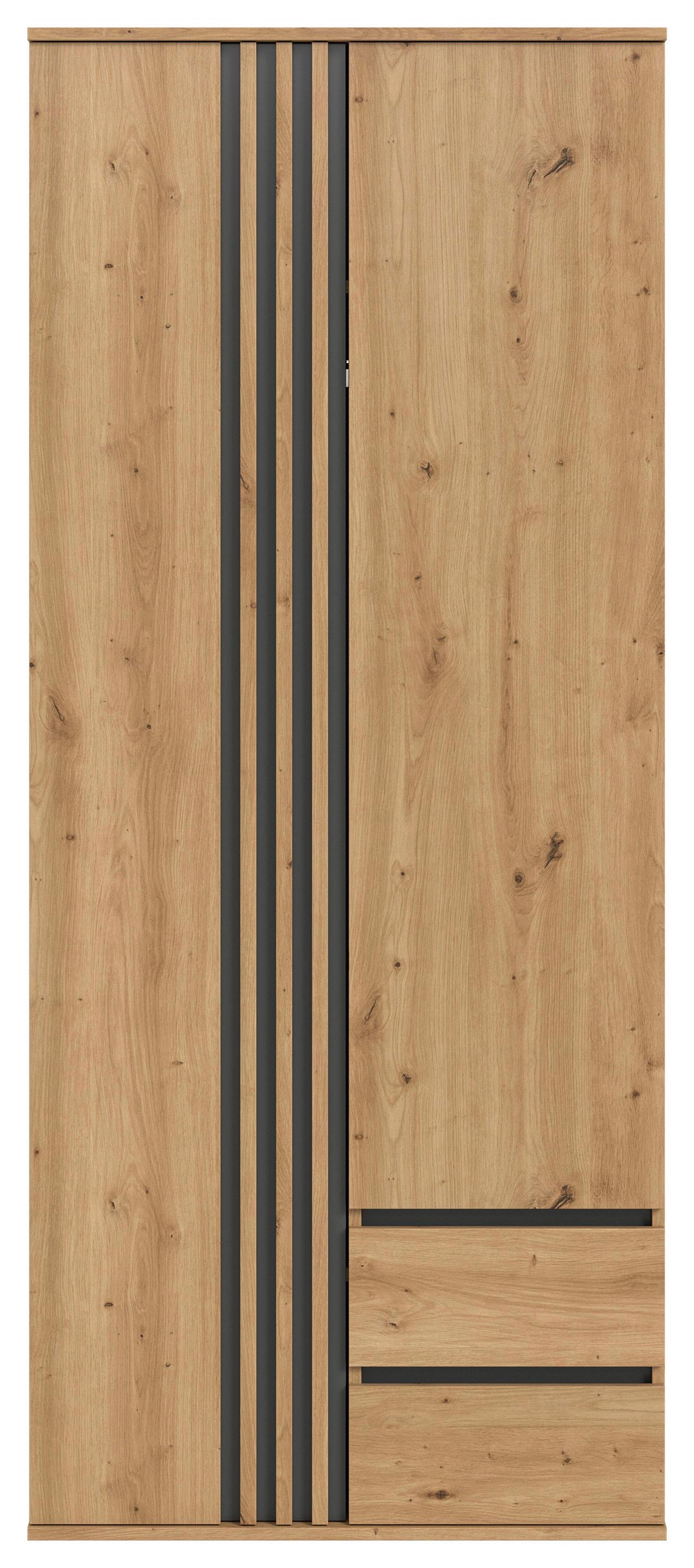 Drehtürenschrank TOFTA Eiche Artisan, Anthrazit - Anthrazit/Eiche Artisan, ROMANTIK / LANDHAUS, Holzwerkstoff (80/192/56cm) - Livetastic