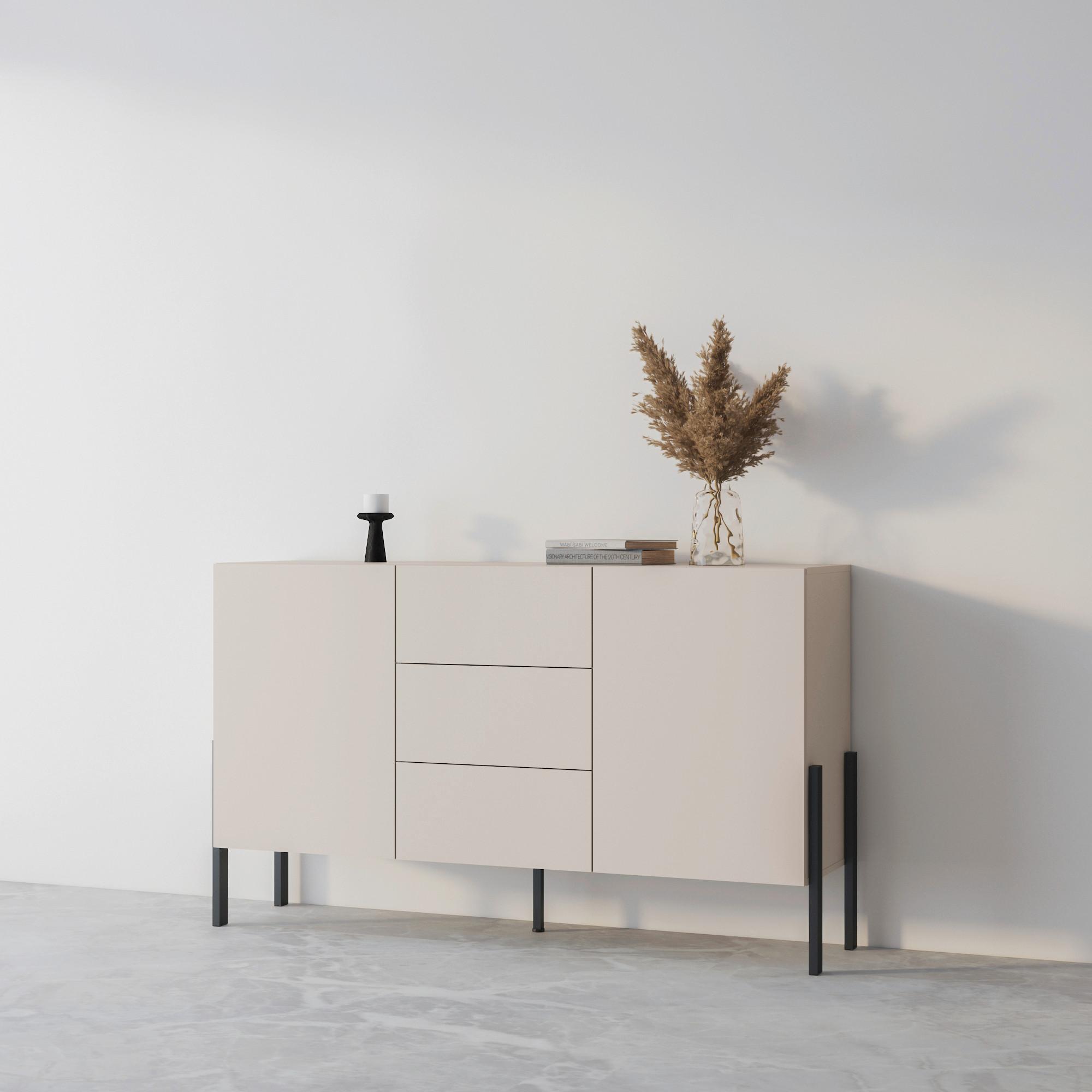 Komód Jukon - kasmírszínű, Modern, faalapú anyag (154/90/40cm)