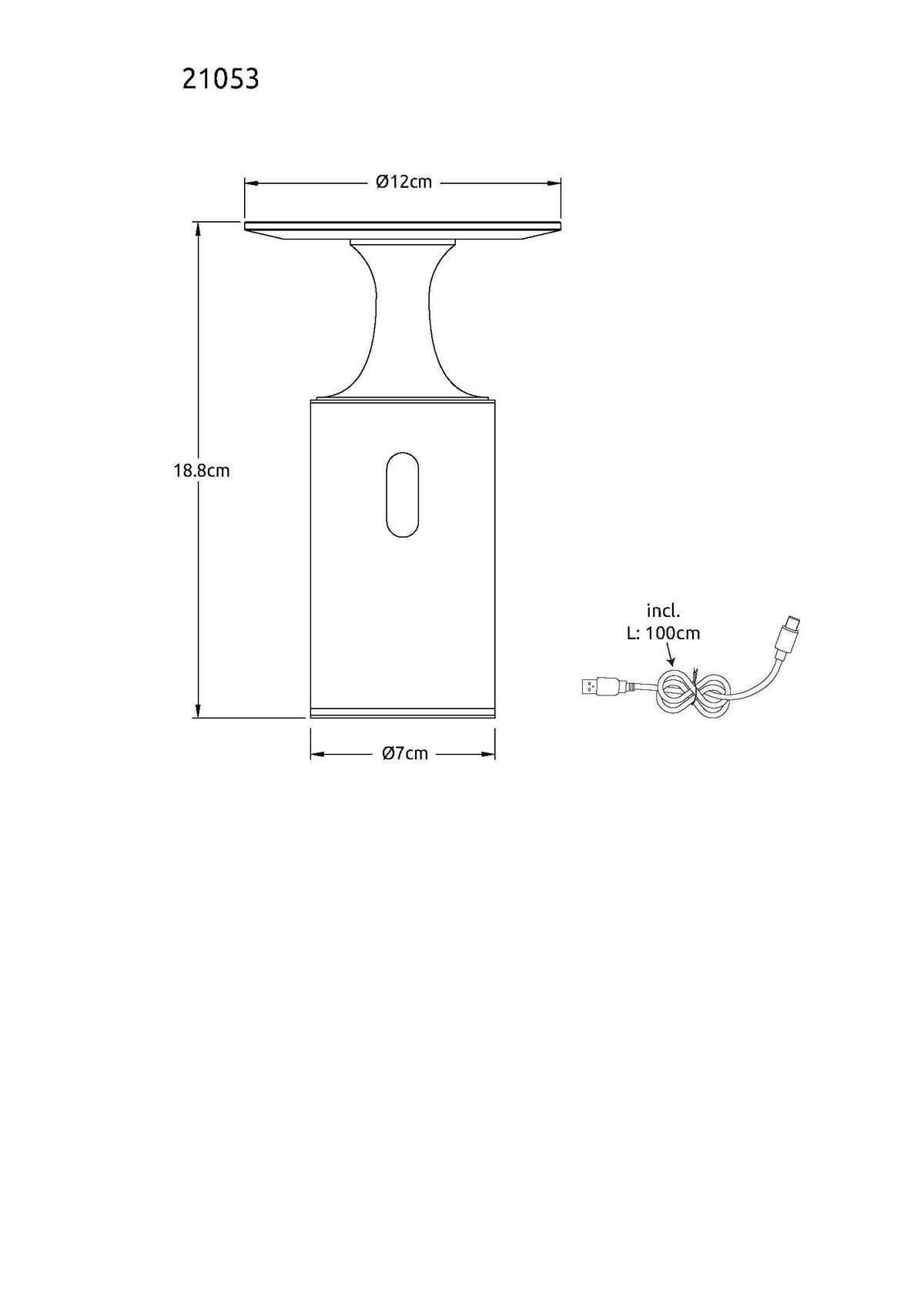AKKU-TISCHLEUCHTE 21053 TRAVERTIN - Weiss/Graphitfarben, Design, Kunststoff/Stein (12/18,8cm) - Globo