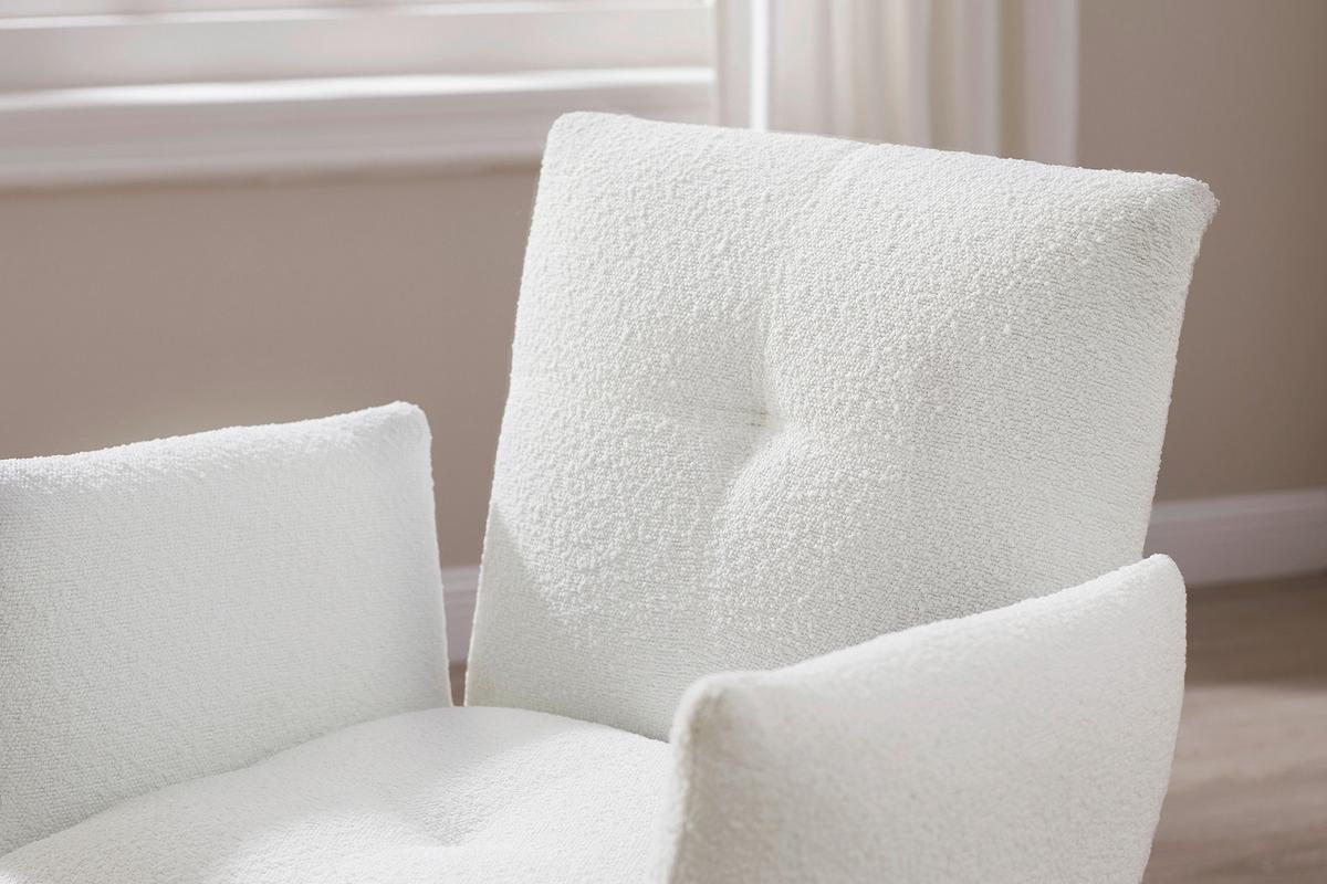 Naslanjač Bouclé, Bela - črna/bela, Moderno, kovina/tekstil (73,5/87/64,5cm) - Livetastic