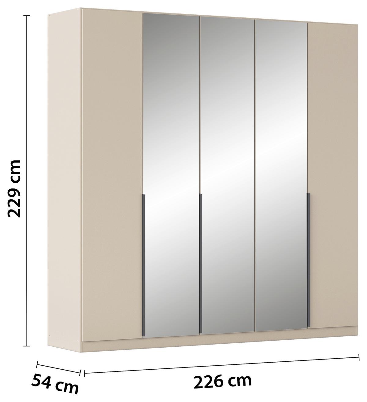 Drehtürenschrank Alabama Champagner - Champagner/Grau, MODERN, Holzwerkstoff/Metall (226/229/54cm) - Rauch Möbel