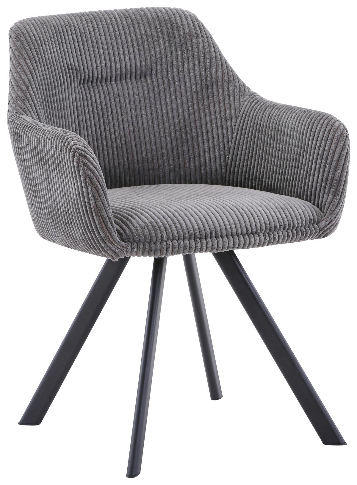 KRZESŁO Z PODŁOKIETNIKAMI MARKO - czarny/szary, Design, metal/tkanina (58,5/78/60cm) - Hom`in