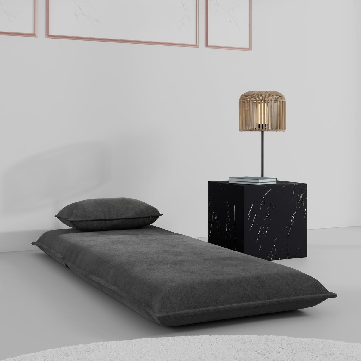 Schlafsessel Macy Bouclé Dunkelgrau - Dunkelgrau, MODERN, Textil/Metall (83/35/68cm) - Bessagi Home