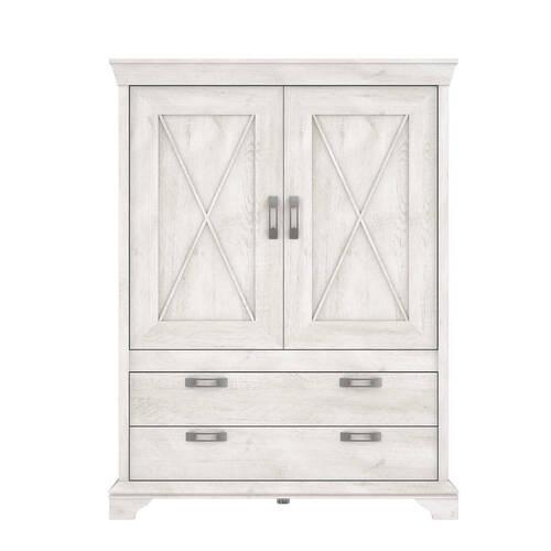 Vitrina Kashmir - bijela/srebrne boje, Konvencionalno, drvni materijal/metal (123/162,3/48,2cm) - Premium Living