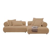 Wohnlandschaft Casimir Beige - Beige/Schwarz, LIFESTYLE, Kunststoff/Textil (310/180cm) - Premium Living