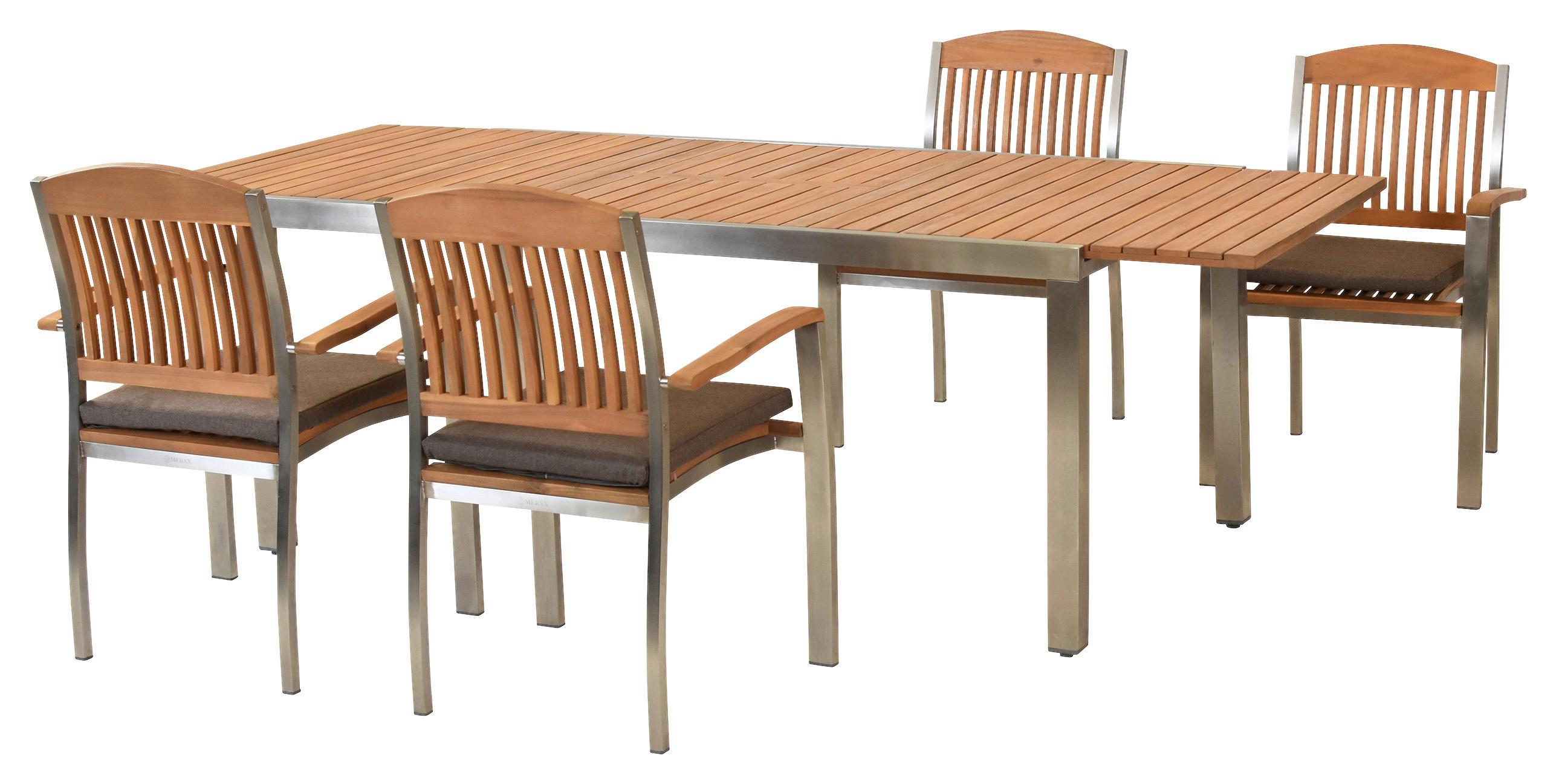 GARTENSET KEROS - Silberfarben/Braun, MODERN, Holz/Textil - Gardenson