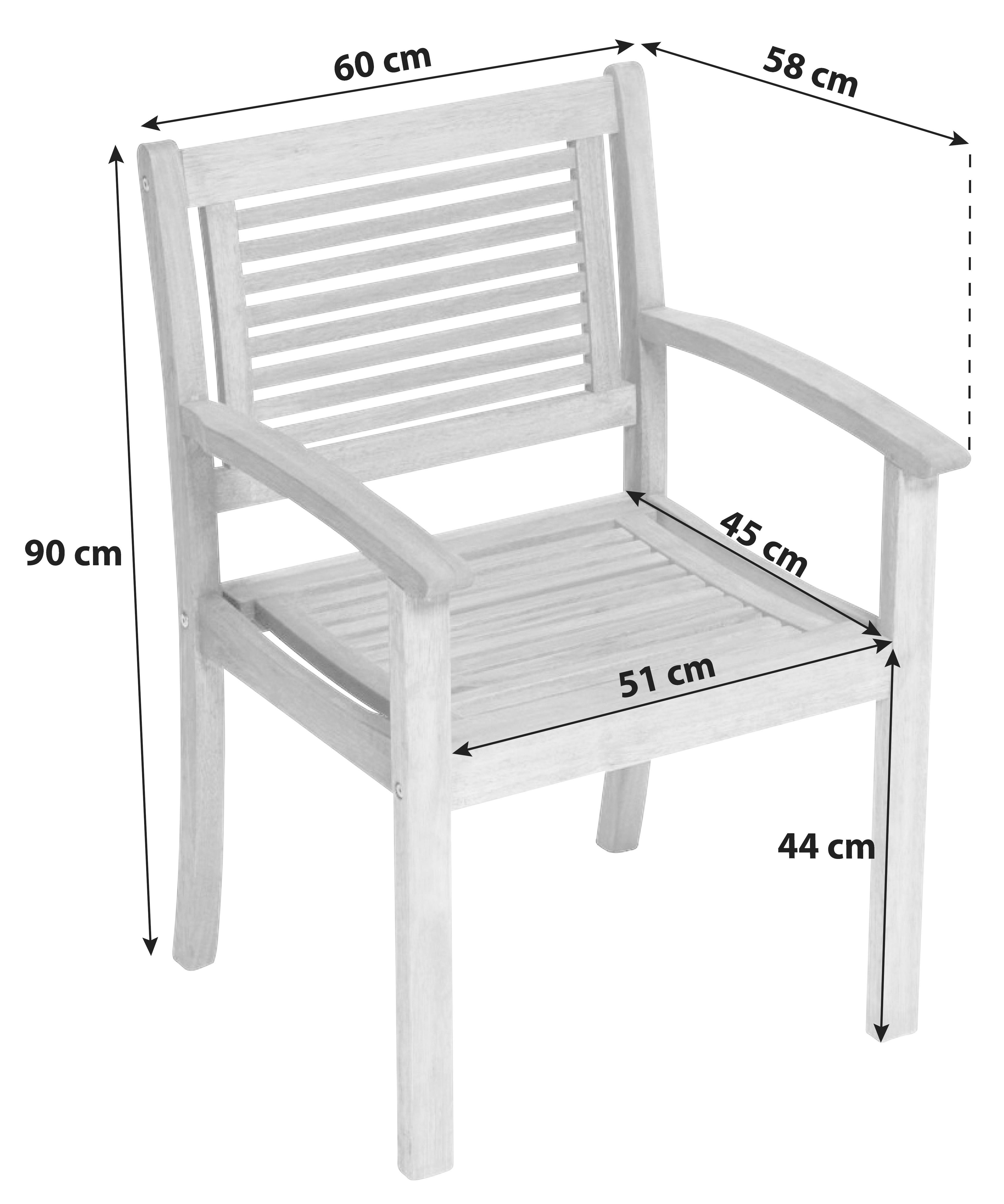 Gartensessel Cordoba aus Eukalpyptus Naturfarben - Naturfarben, Basics, Holz (60/90/58cm) - Gardenson