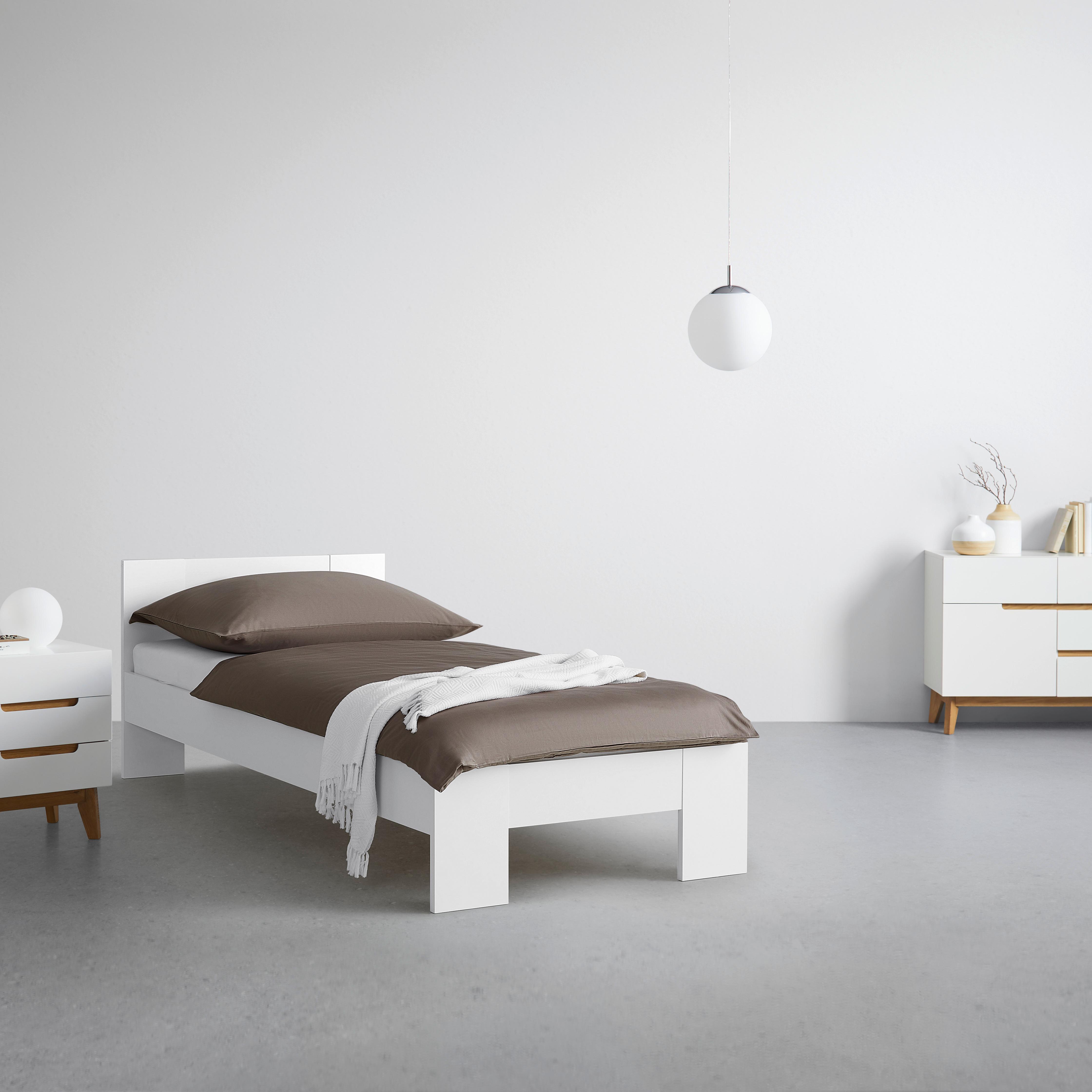 Bett Madrid Weiß ca. 90x200cm - Weiß, MODERN, Holzwerkstoff (90/200cm) - Mömax