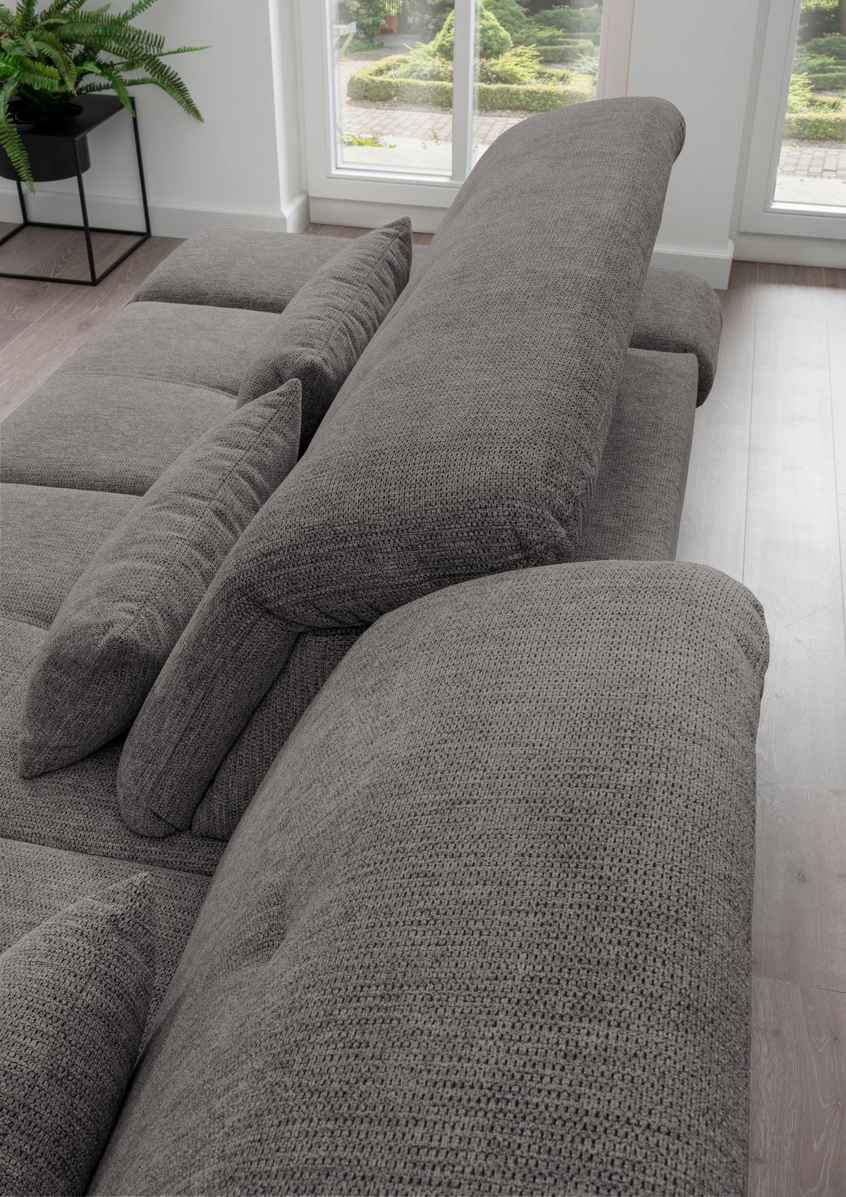 Wohnlandschaft Dalida Graubraun Chenille - Chromfarben/Graubraun, Design, Textil/Metall (300/196cm) - Livetastic