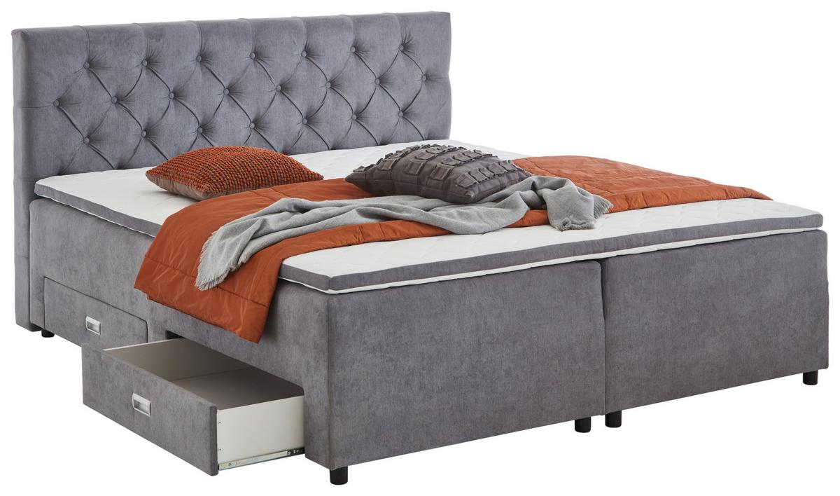 ŁÓŻKO SKRZYNIOWE LARA 160 - szary, Modern, tworzywo sztuczne/tkanina (160/200cm) - MID.YOU