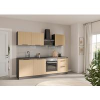 Küchenleerblock Glasgow o. Geräte Graphit/Eiche - Eichefarben/Graphitfarben, LIFESTYLE, Holzwerkstoff/Metall (240cm) - Held