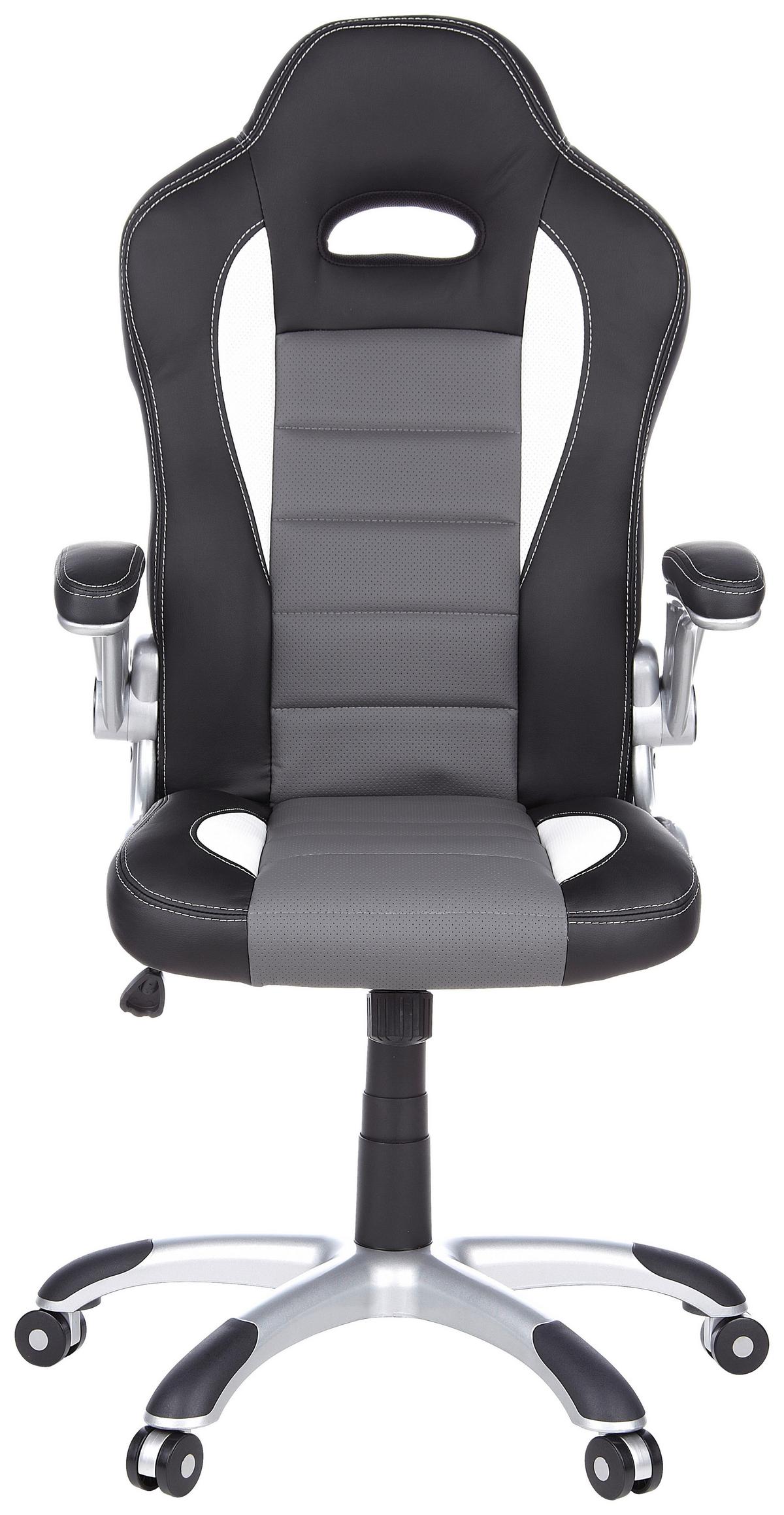 Gaming Stol Game Sport, Črna, Bela, Siva - siva/črna, Moderno, umetna masa/tekstil (64/118/57cm) - MID.YOU