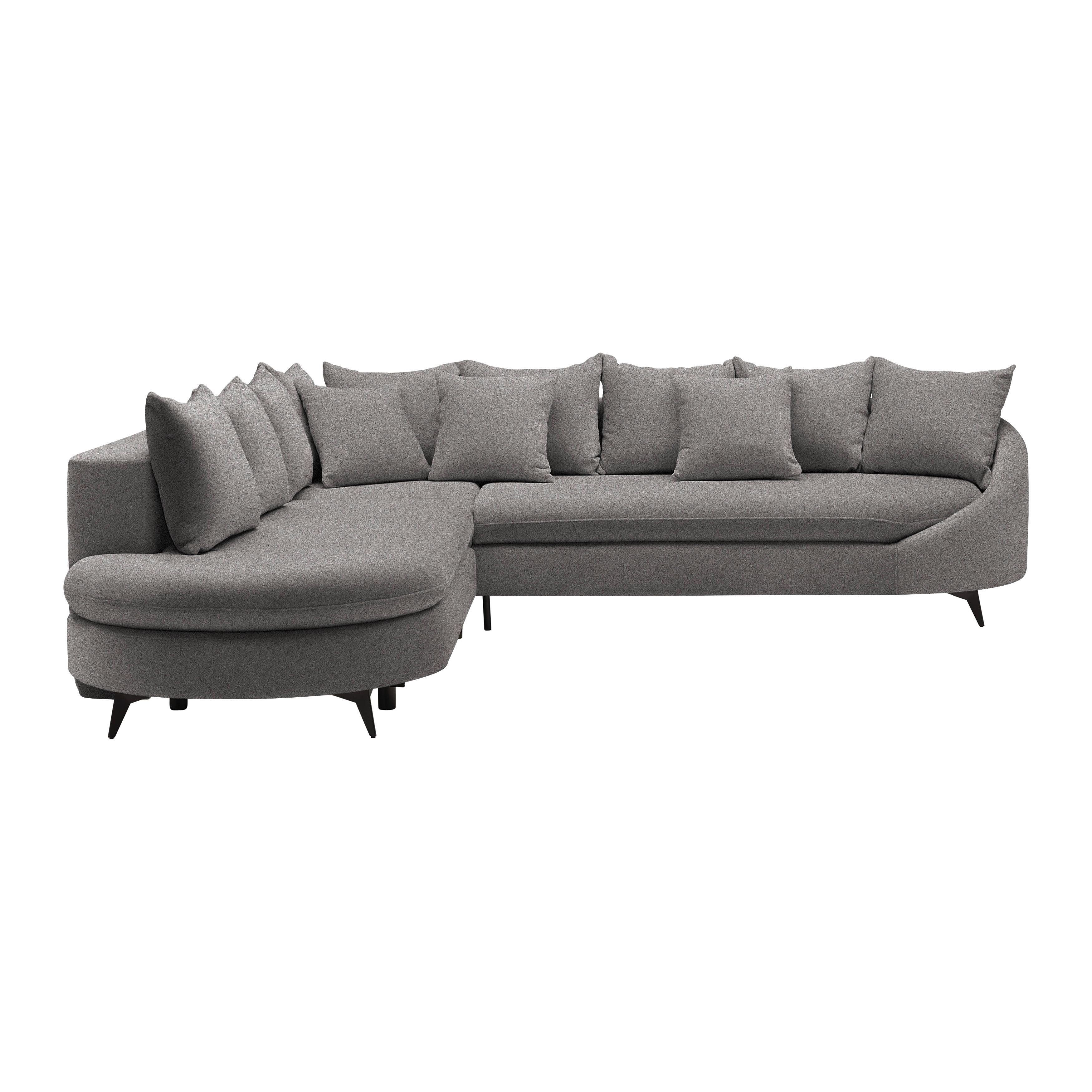 Ecksofa Axel Graphitfarben - Graphitfarben/Schwarz, MODERN, Textil/Metall (250/87/291cm) - Mömax