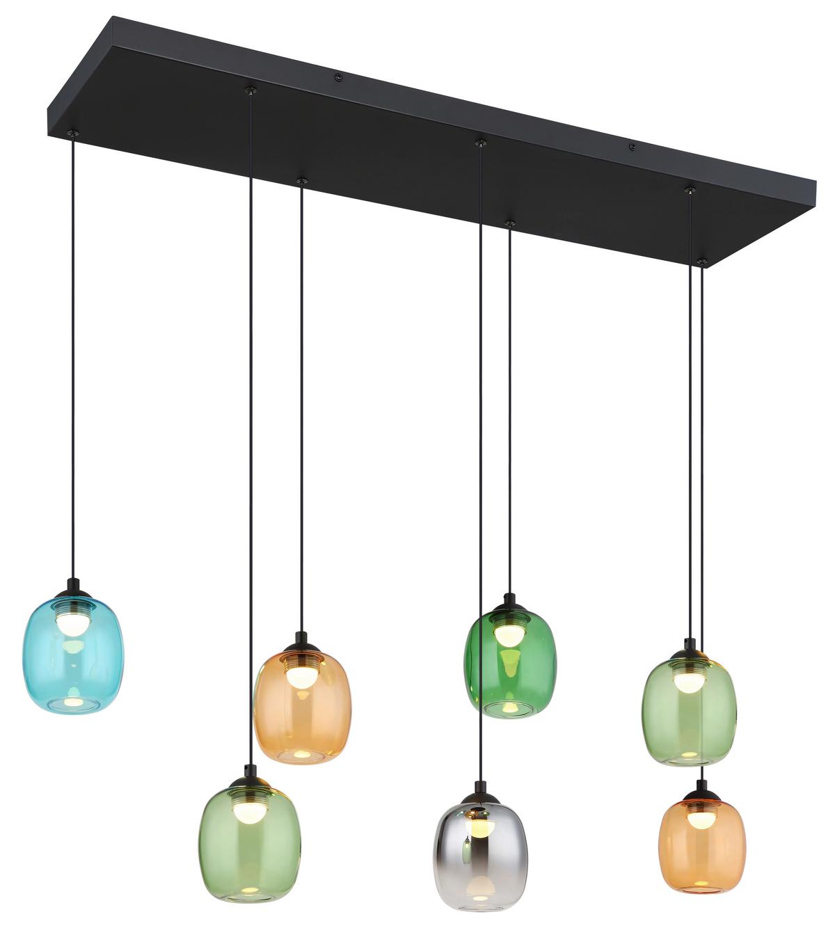 LED-HÄNGELEUCHTE 31470708 MINARA - Blau/Dunkelgrün, Lifestyle, Glas/Kunststoff (102/32/150cm) - Globo