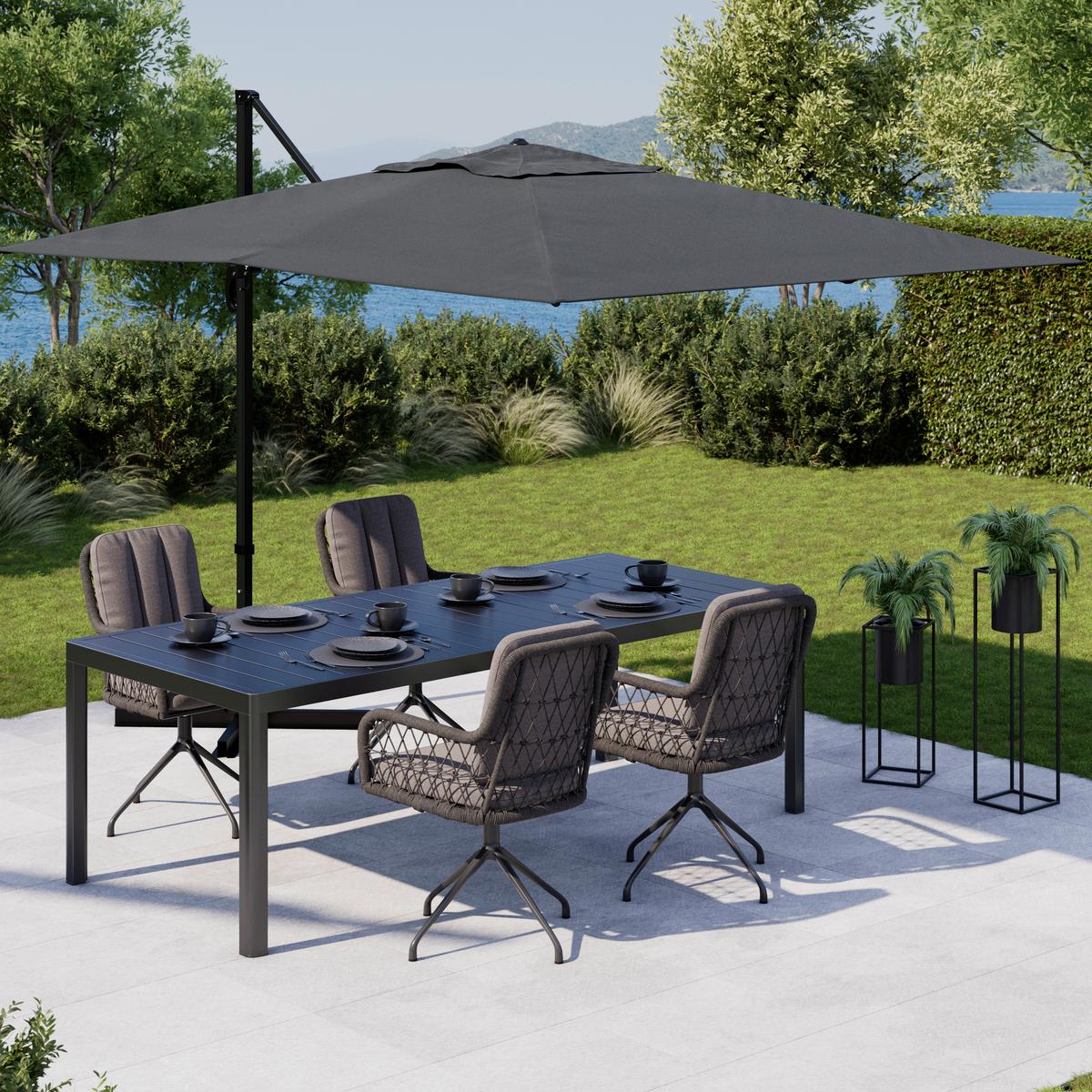 Gartenstuhl Bella Hellgrau/Dunkelgrau - Dunkelgrau/Hellgrau, MODERN, Textil/Metall (59/61/80cm) - Mömax