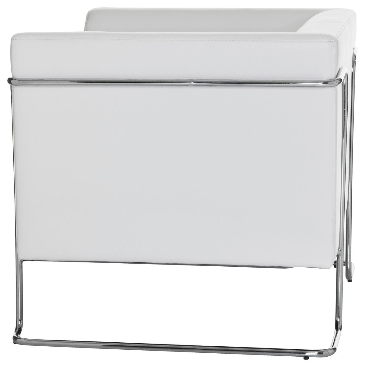 Fotelj Curacao, Bela - barve kroma/bela, Moderno, kovina/tekstil (88/74/74cm) - MID.YOU